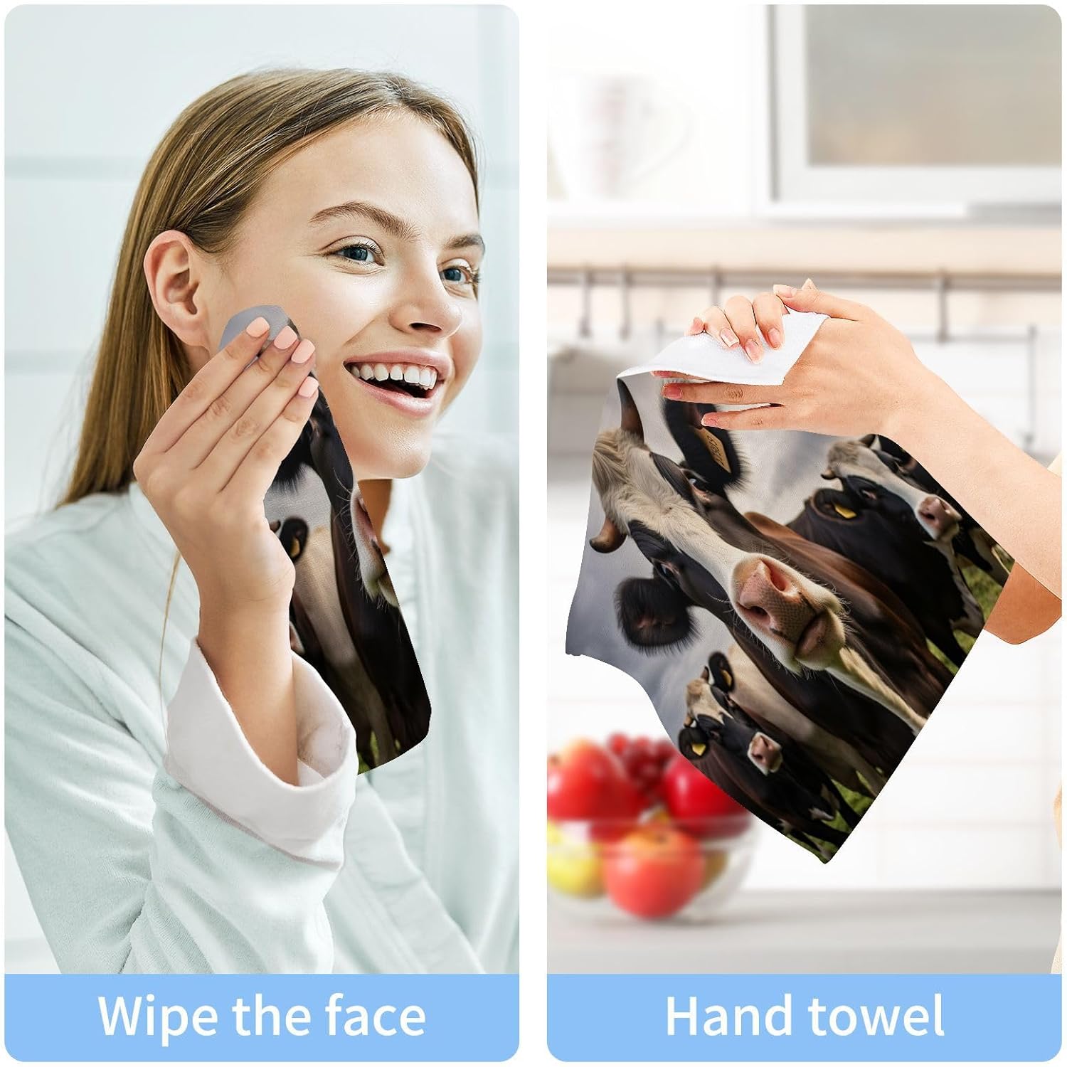 Premium Cow Washcloths for Baby and Adults Soft and Reusable Face Towels