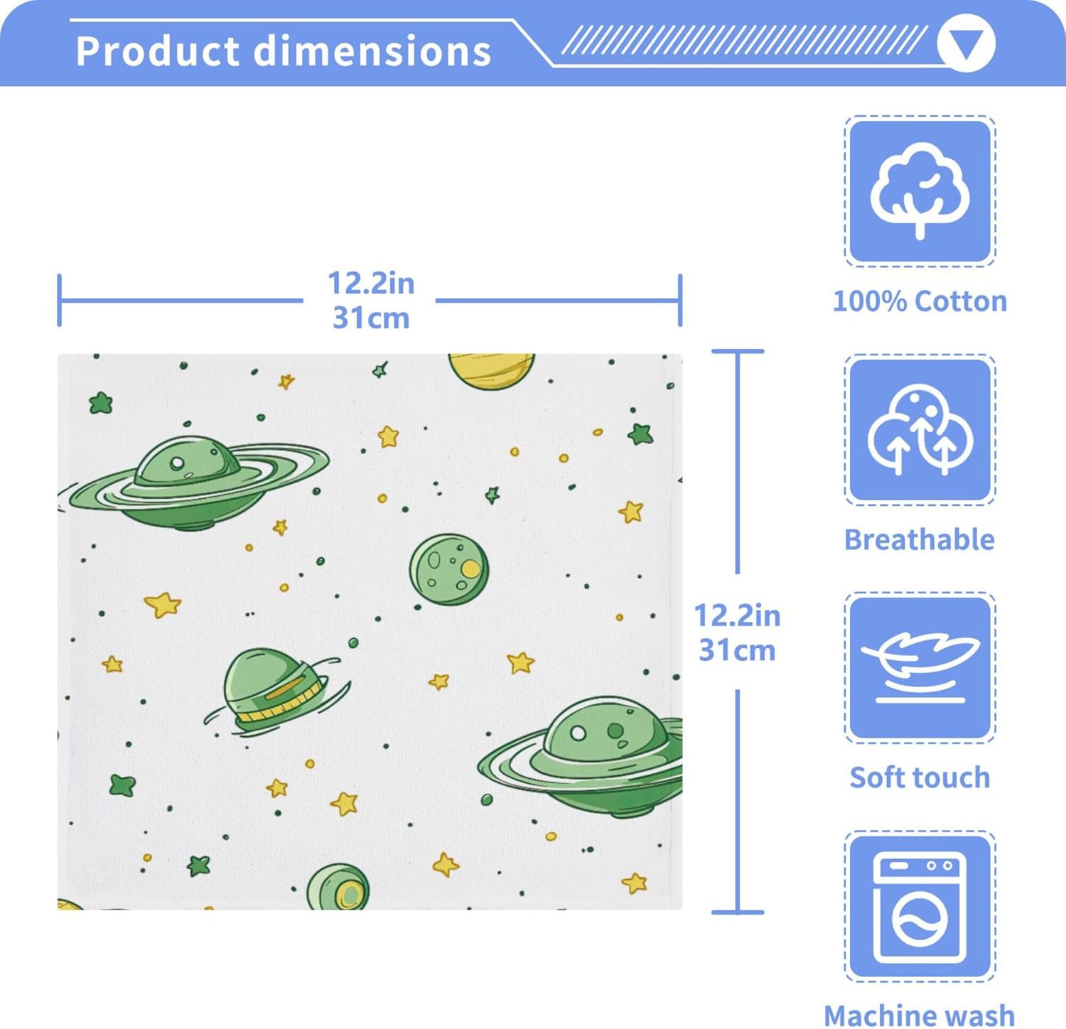 Xigua Planet Washcloths Set of 2 12x12 Inch