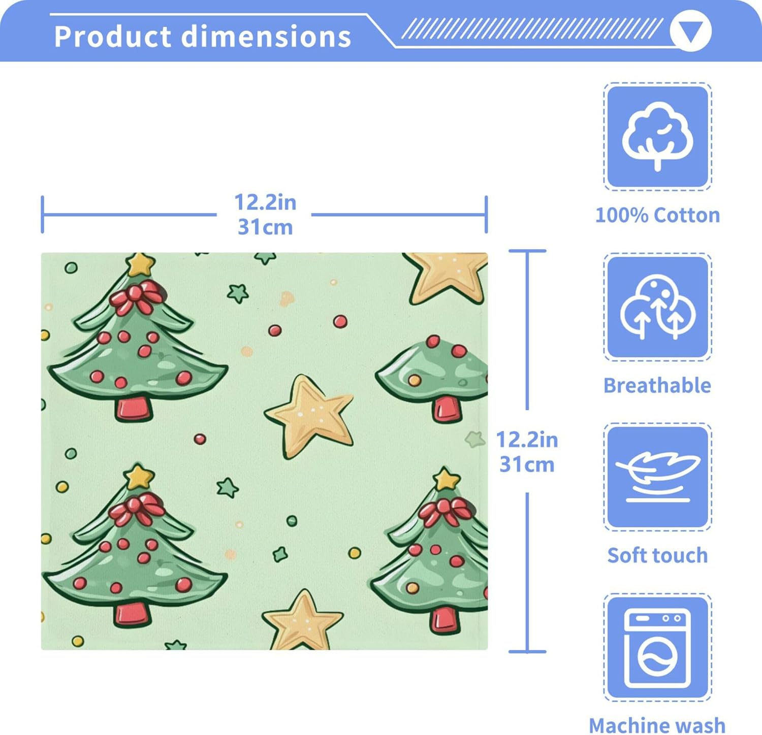 Xigua Christmas Tree Washcloth Set Multi-Functional Eco-Friendly