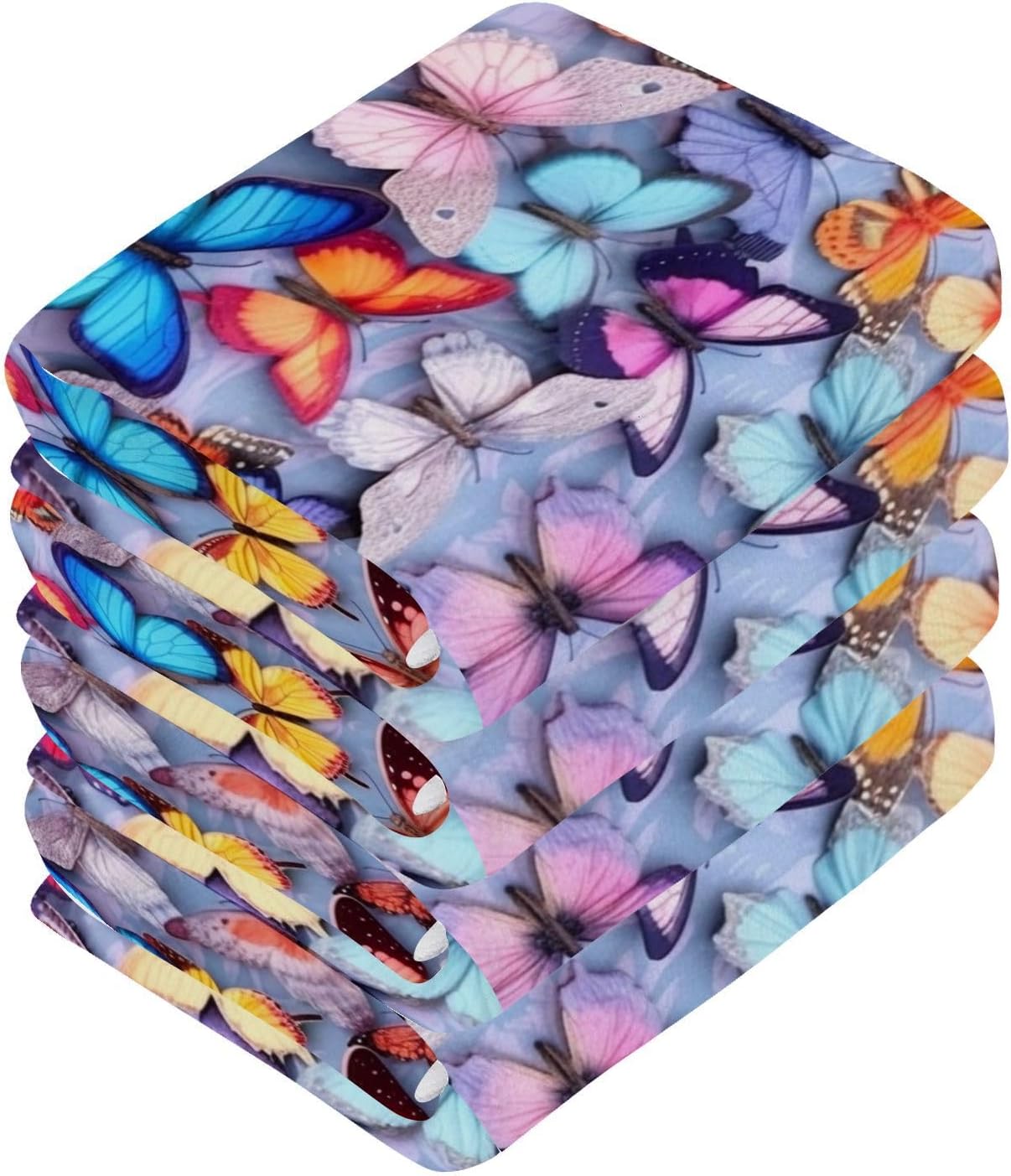 YETTASBIN Butterfly Washcloths 2 Pack Soft Absorbent Cotton Towels