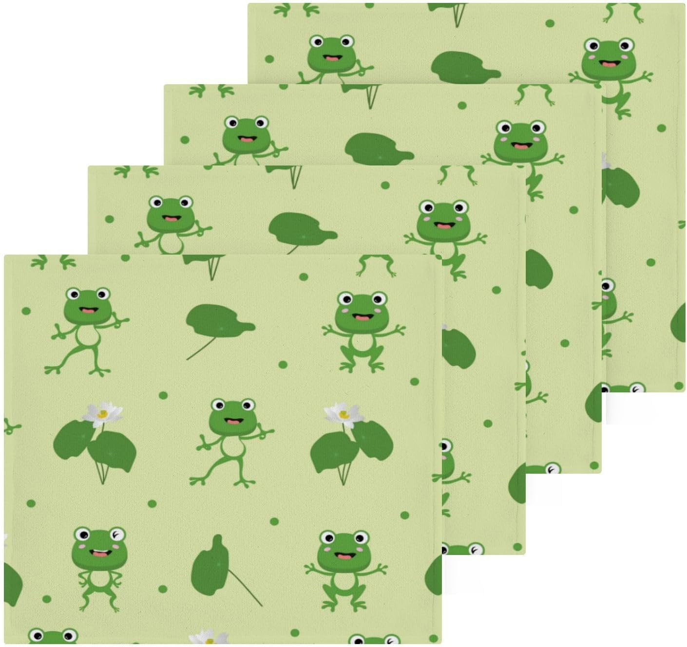 Yettasbin Cute Frog Washcloths 2 Pack Soft Absorbent Towels