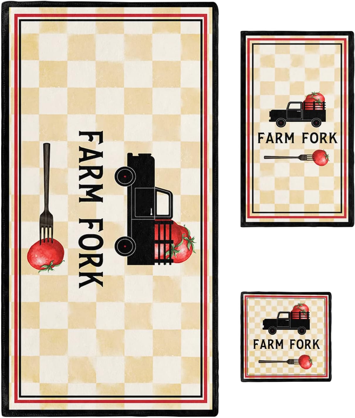 Shine-Home Red Tomato Plaid Towel Set