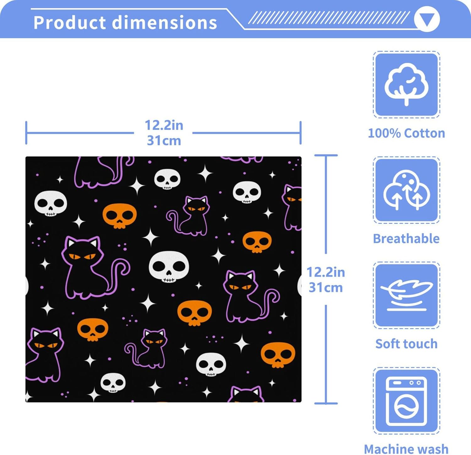 Xigua Halloween Cat Washcloth Set for Trick or Treating Kids