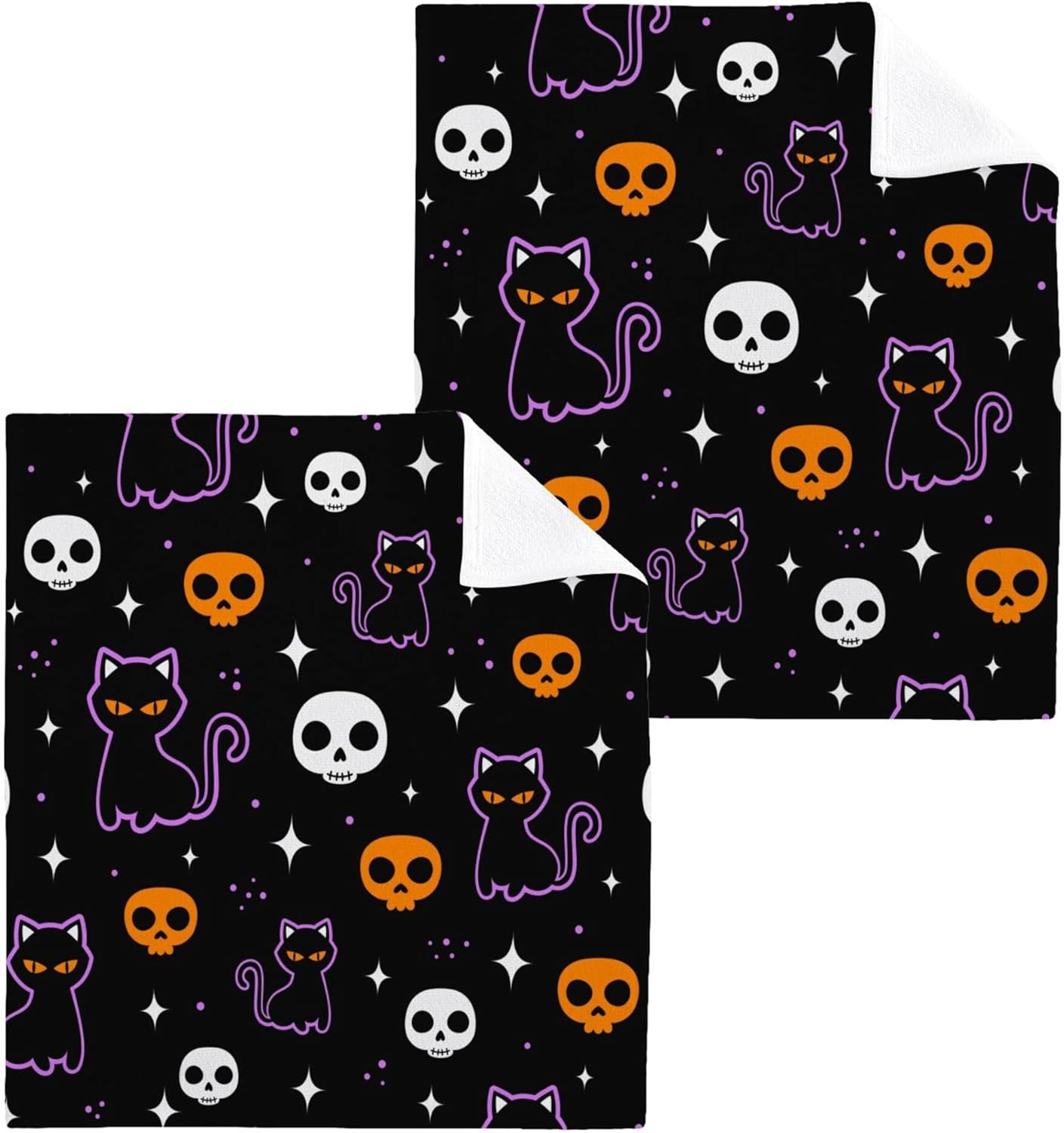Halloween Cat Washcloth Set - Fast Dry -absorbent