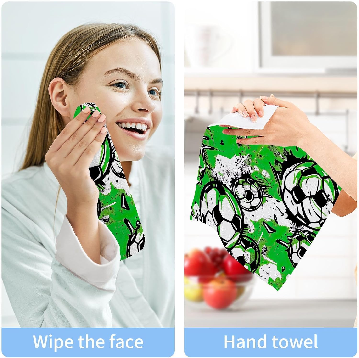 Sturdy Football Graffiti Washcloth Set 12x12inch