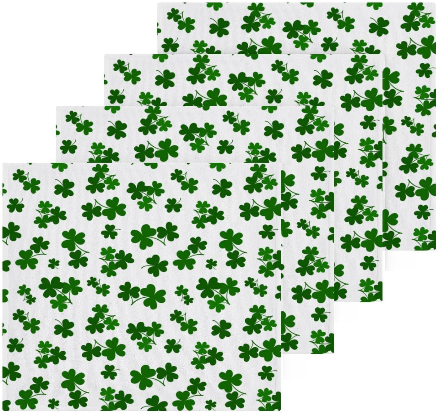 St Patricks Day Clover Washcloth Set Soft Absorbent