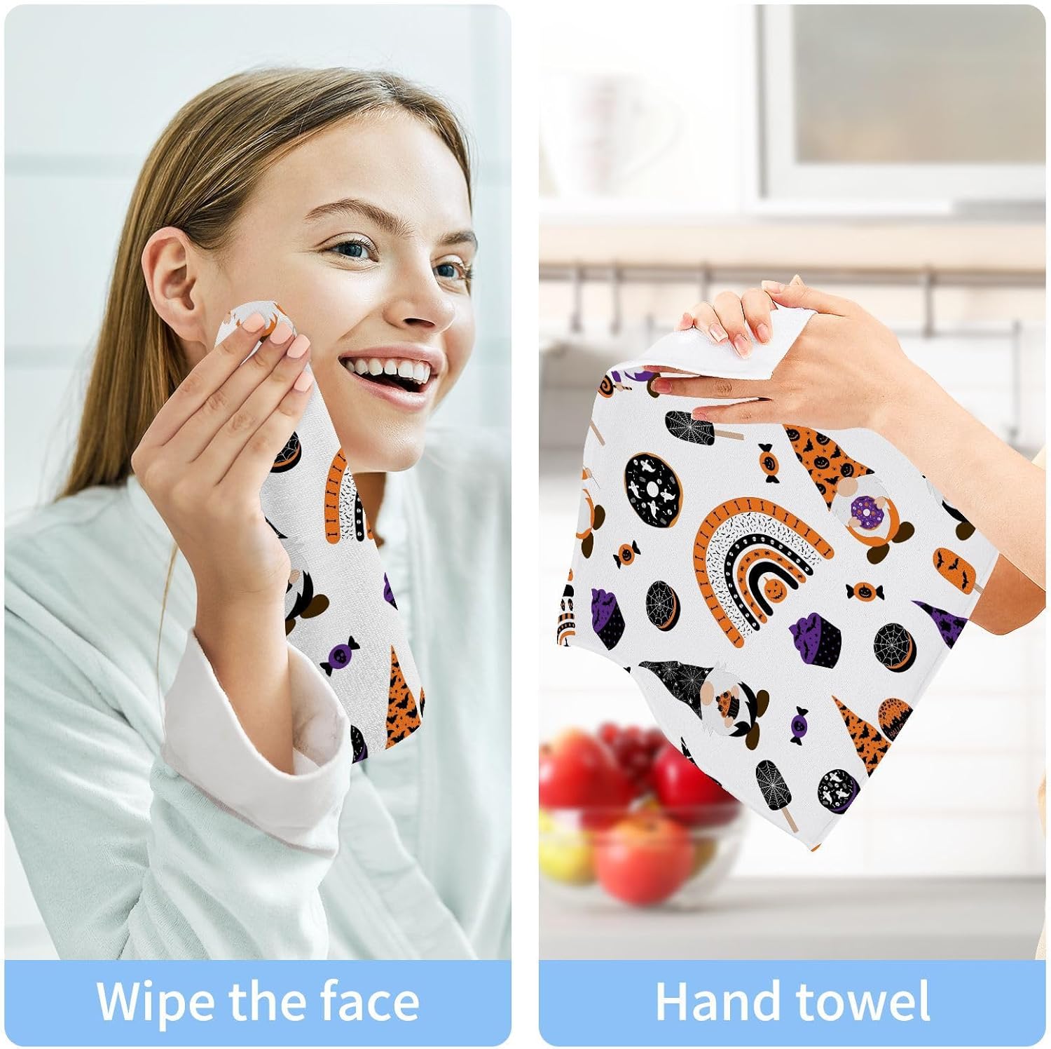Gnome Washcloth Set for Halloween Soft absorbent 2 pack
