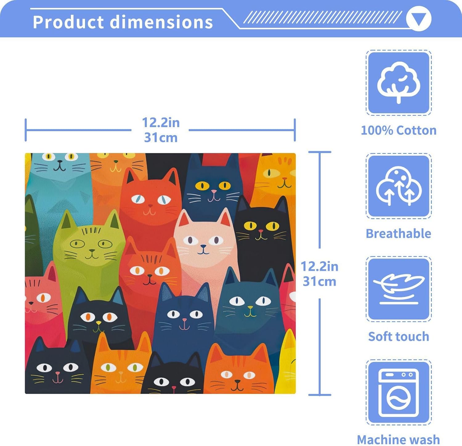 YETTASBINCat Washcloths 2 Pack Soft Absorbent 12x12 inch