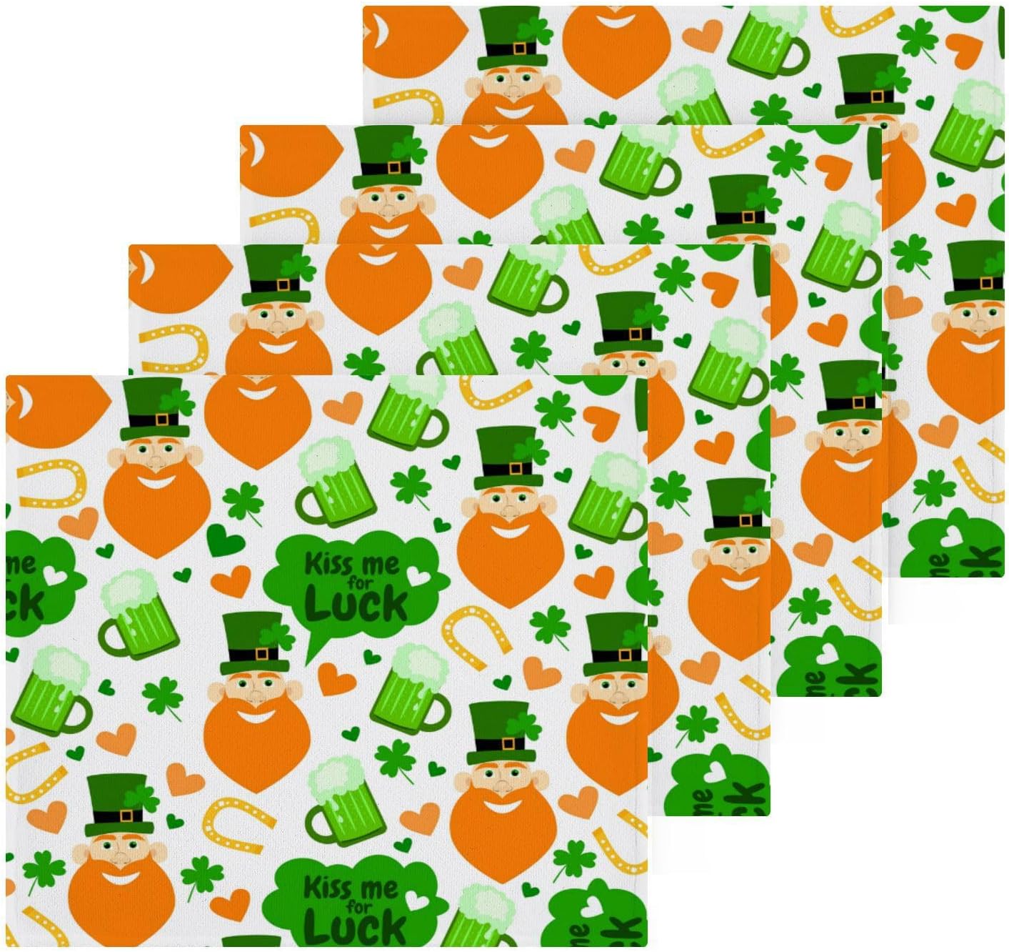 St Patricks Day Soft Absorbent Washcloth 2-Pack Classic Green 12x12 Cotton