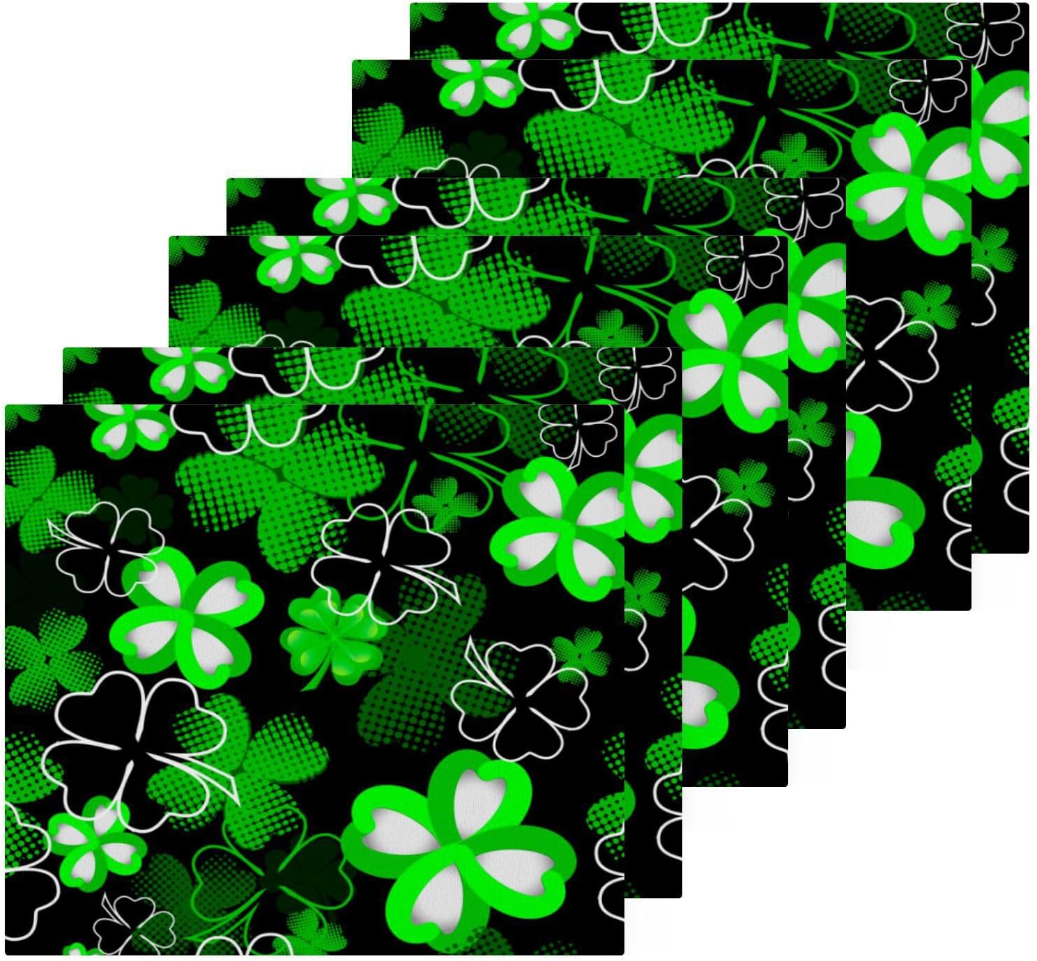 St Patricks Day Clover Washcloth Set - Soft Absorbent Face Towels