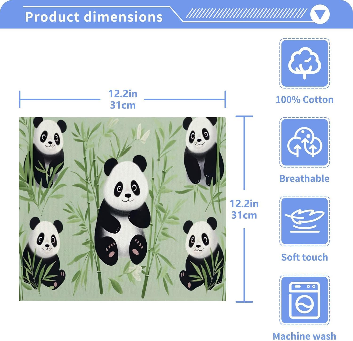 YETTASBIN Panda Washcloths 2 Pack Soft Absorbent Face Towels
