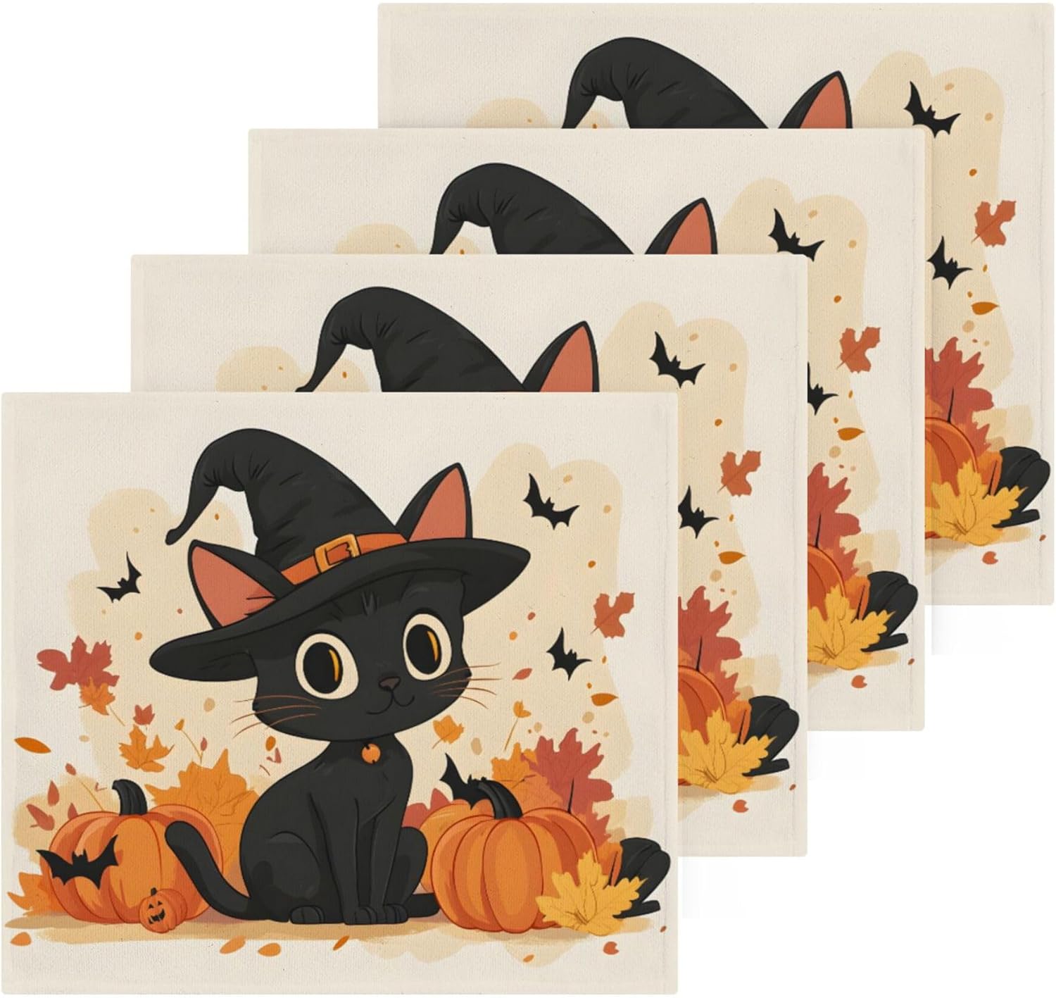 Xigua Cute Black Cat Washcloths Set of 2 12x12 Inch