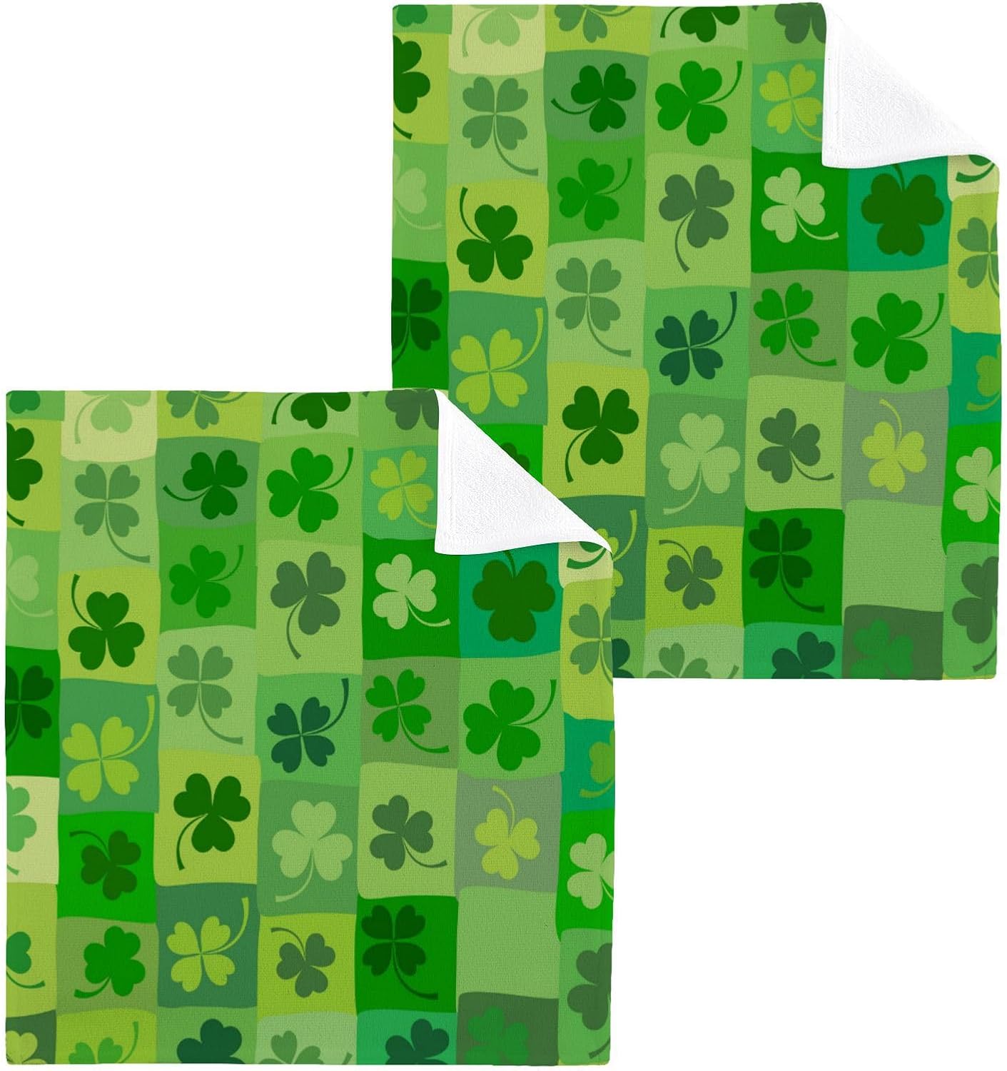 Yettasbin St Patricks Day Clover Washcloths Set