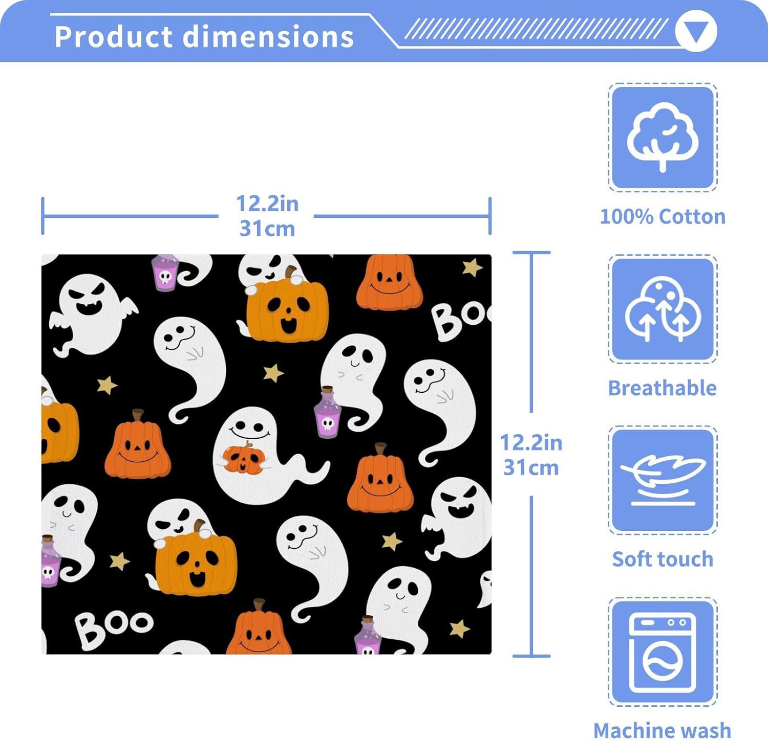 Halloween Ghost Washcloths 2 Pack Soft Absorbent Towels
