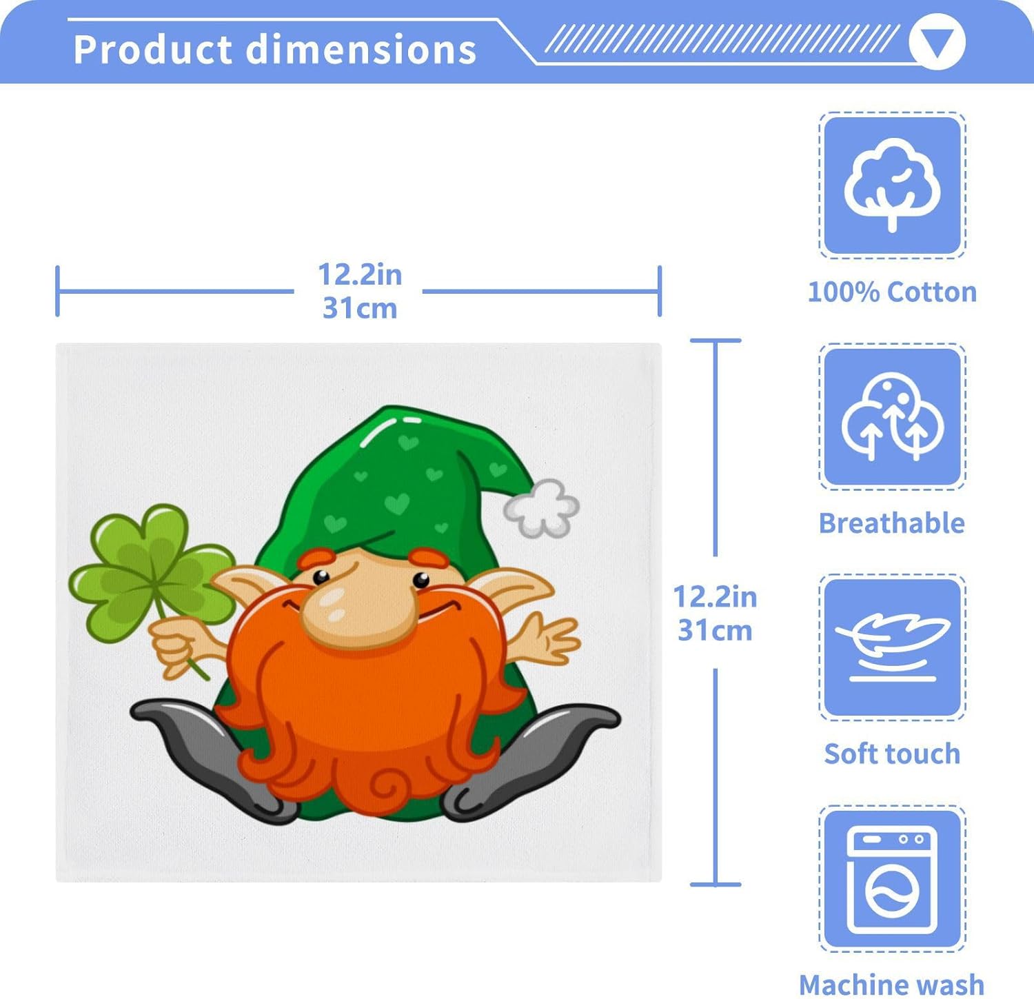 Yettasbin St Patricks Day Gnome Washcloth 2-Pack