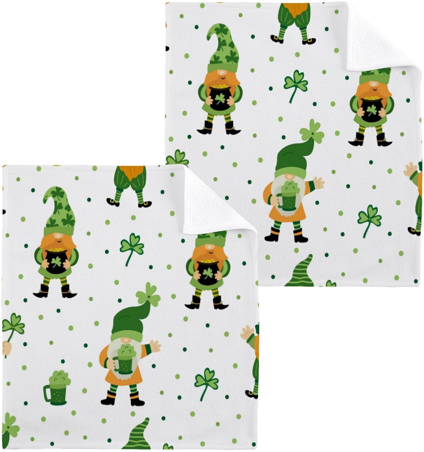 St Patricks Day Gnome Washcloths 2 Pack