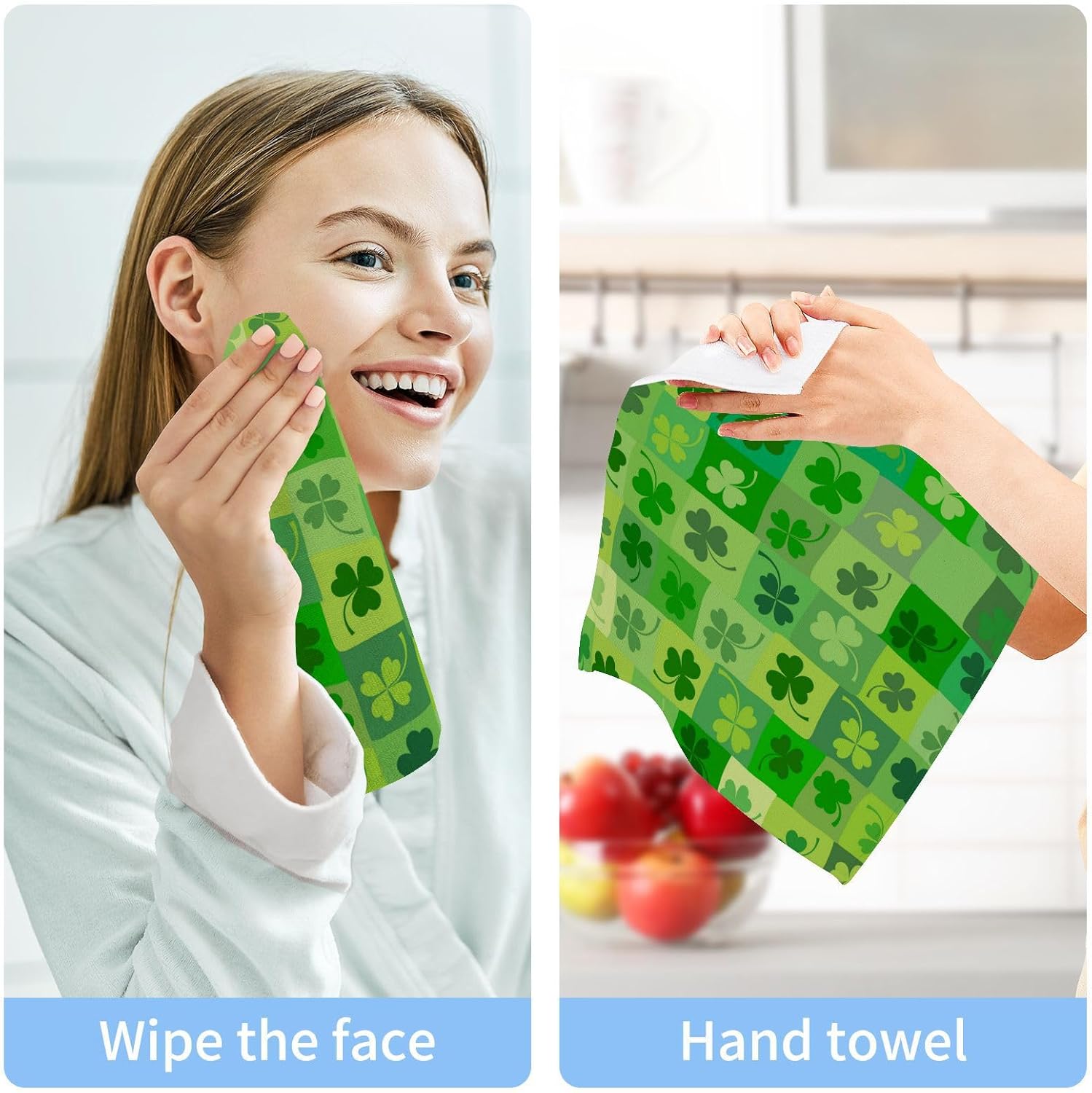 Yettasbin St Patricks Day Clover Washcloths Set