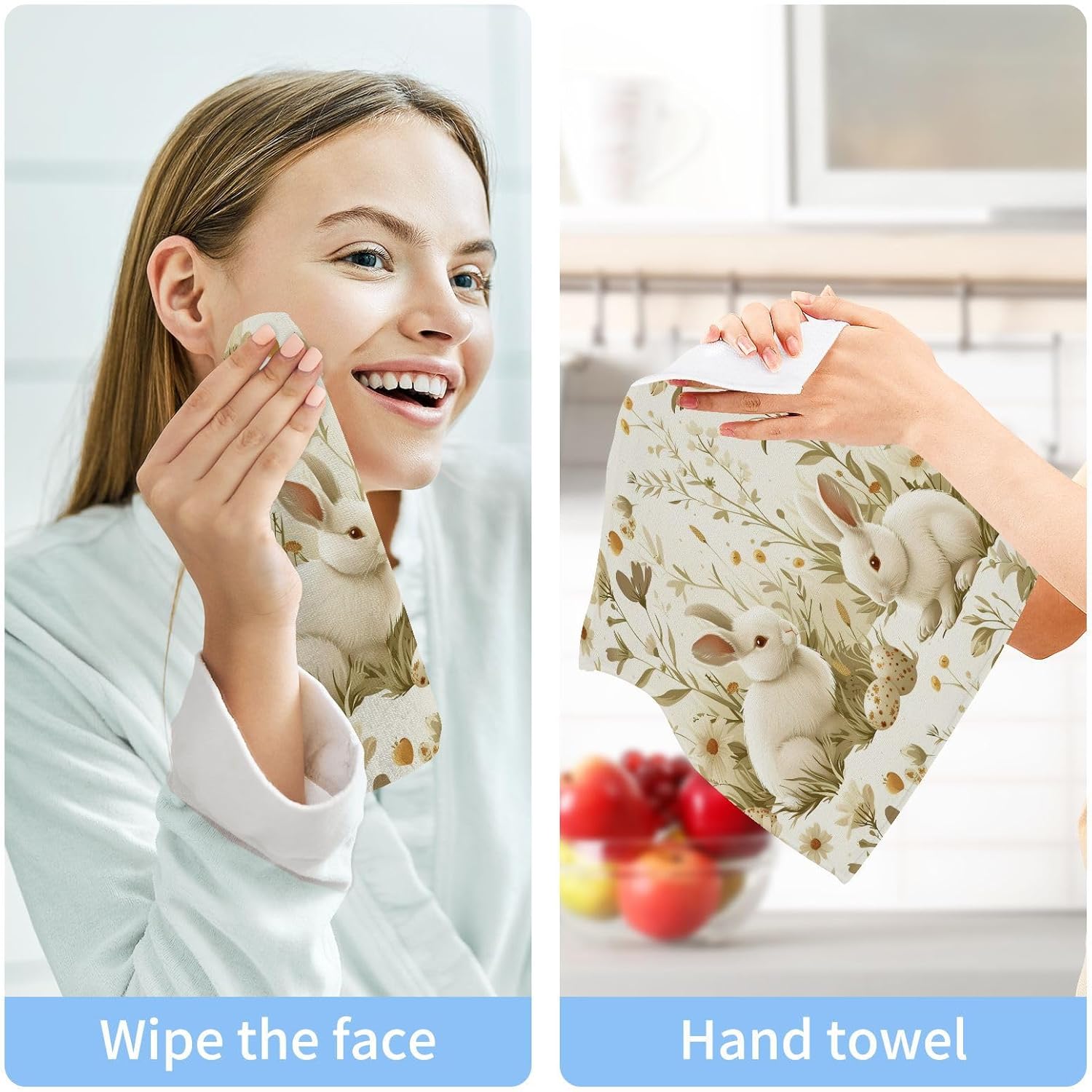 Cute bunny washcloth revisit soft rainbow reversible face towel machine washable reusable