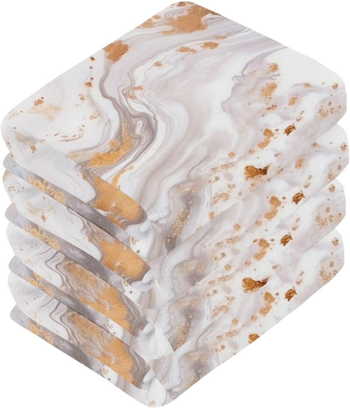Marble Washcloth Set Soft Reusable Aesthetic Bath Towels with 12x12 Size