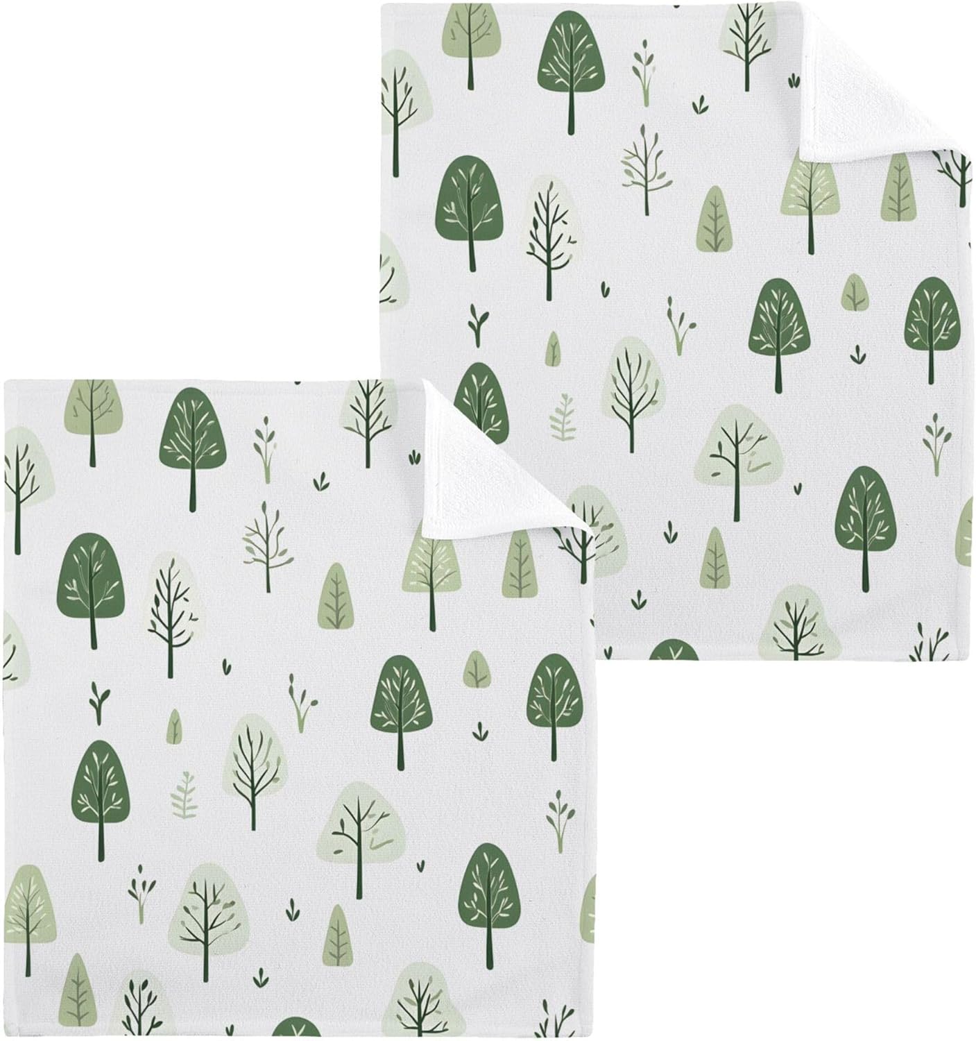 Experience Ultimate Convenience With Xigua Green Trees Cotton Washcloth Set