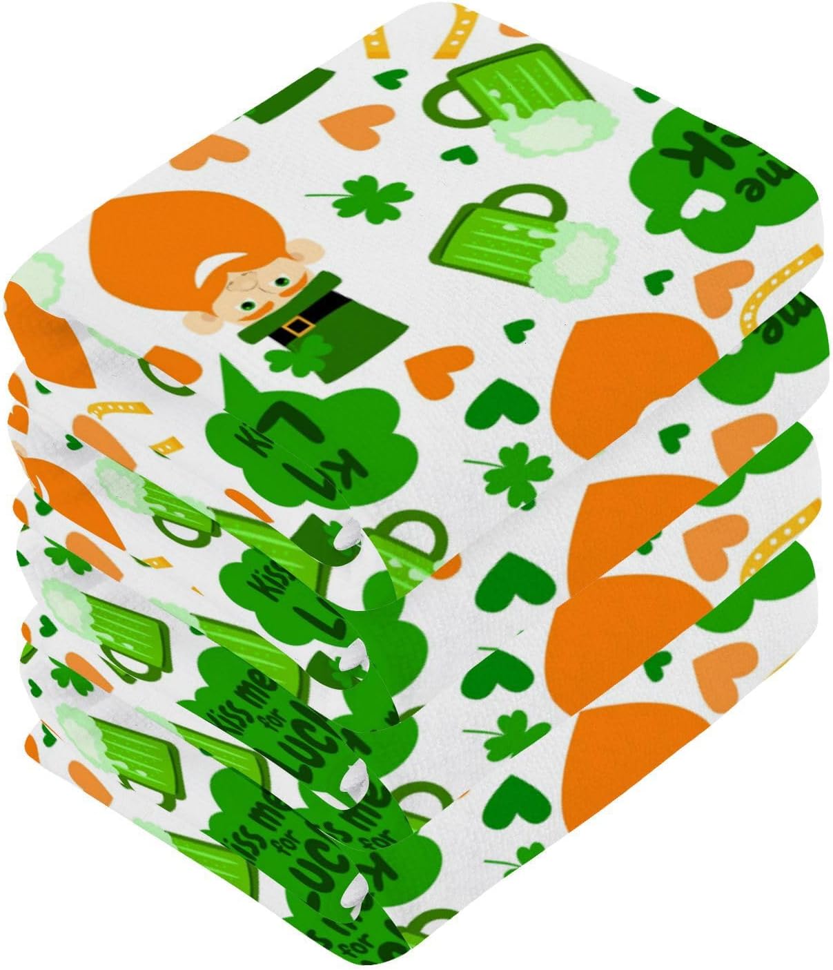 St Patricks Day Soft Absorbent Washcloth 2-Pack Classic Green 12x12 Cotton