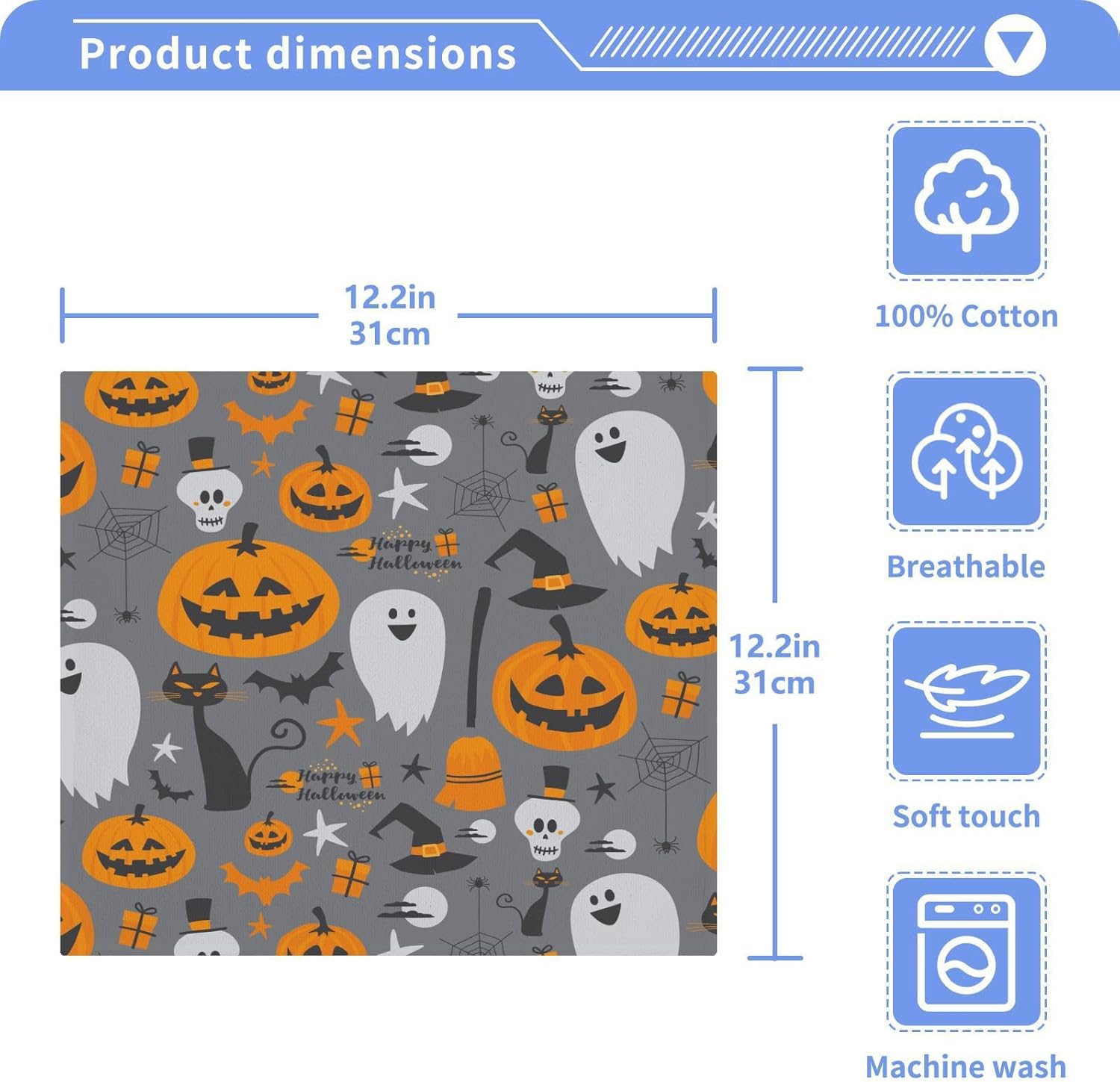 Halloween pumpkin ghost washcloths