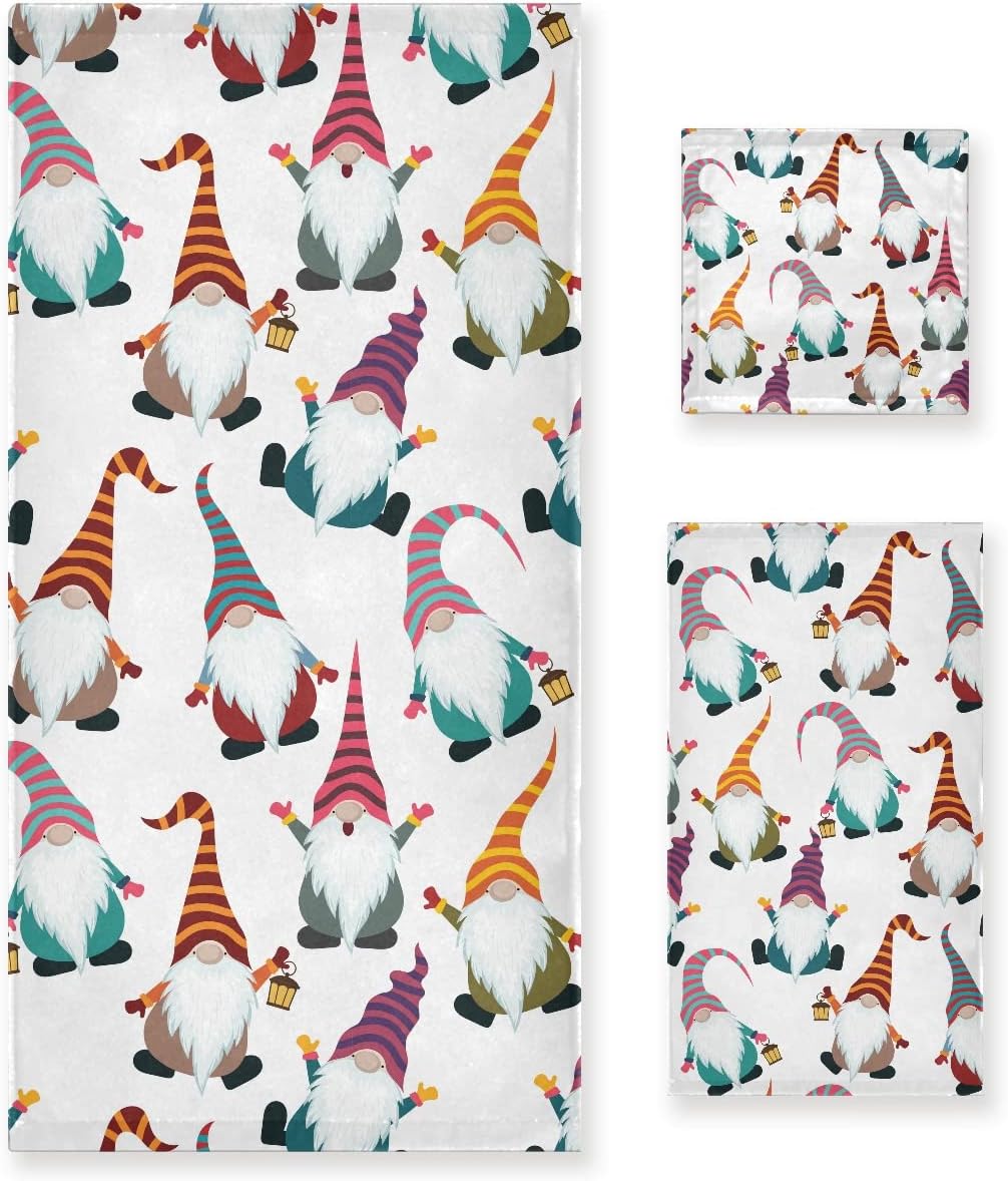 Christmas Funny Gnomes Bath Towels Set