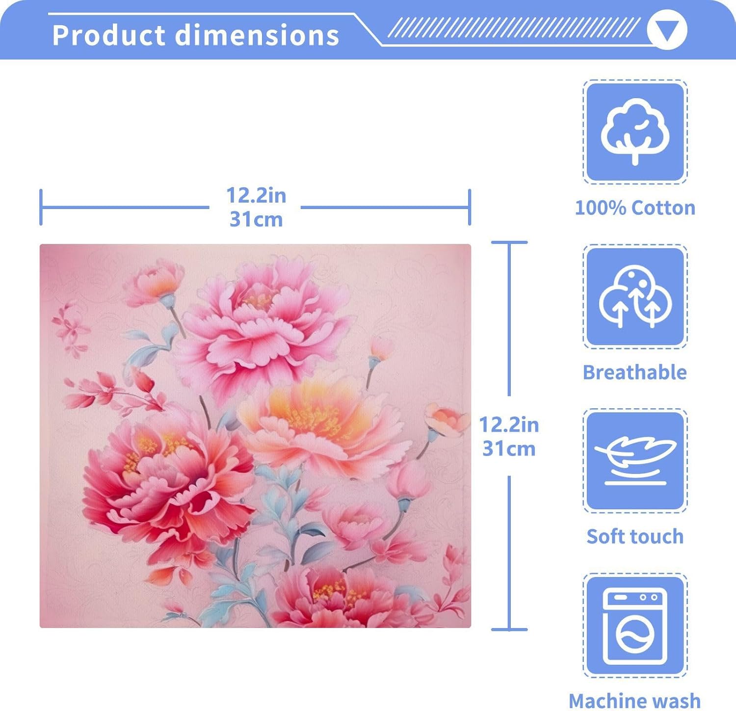 2-Piece Abstract Floral Washcloth Set - Soft Absorbent Baby Face Towels