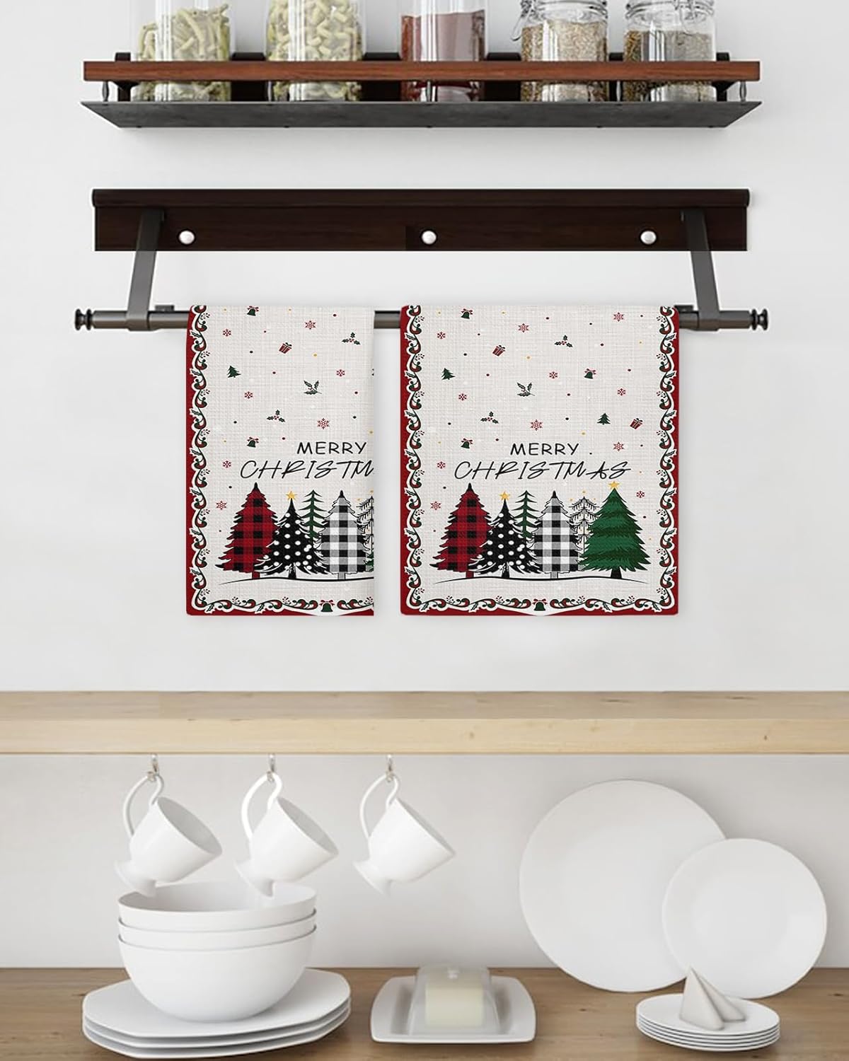 Berries Red Waffle Kitchen Towels