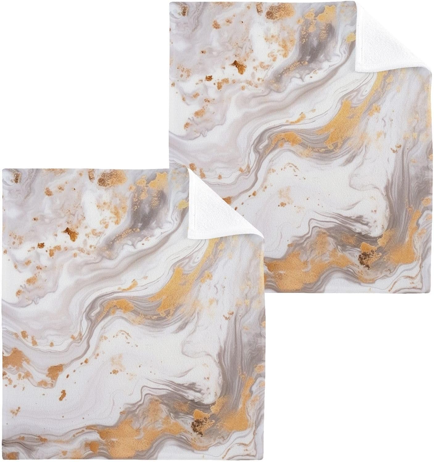 Marble Washcloth Set Soft Reusable Aesthetic Bath Towels with 12x12 Size