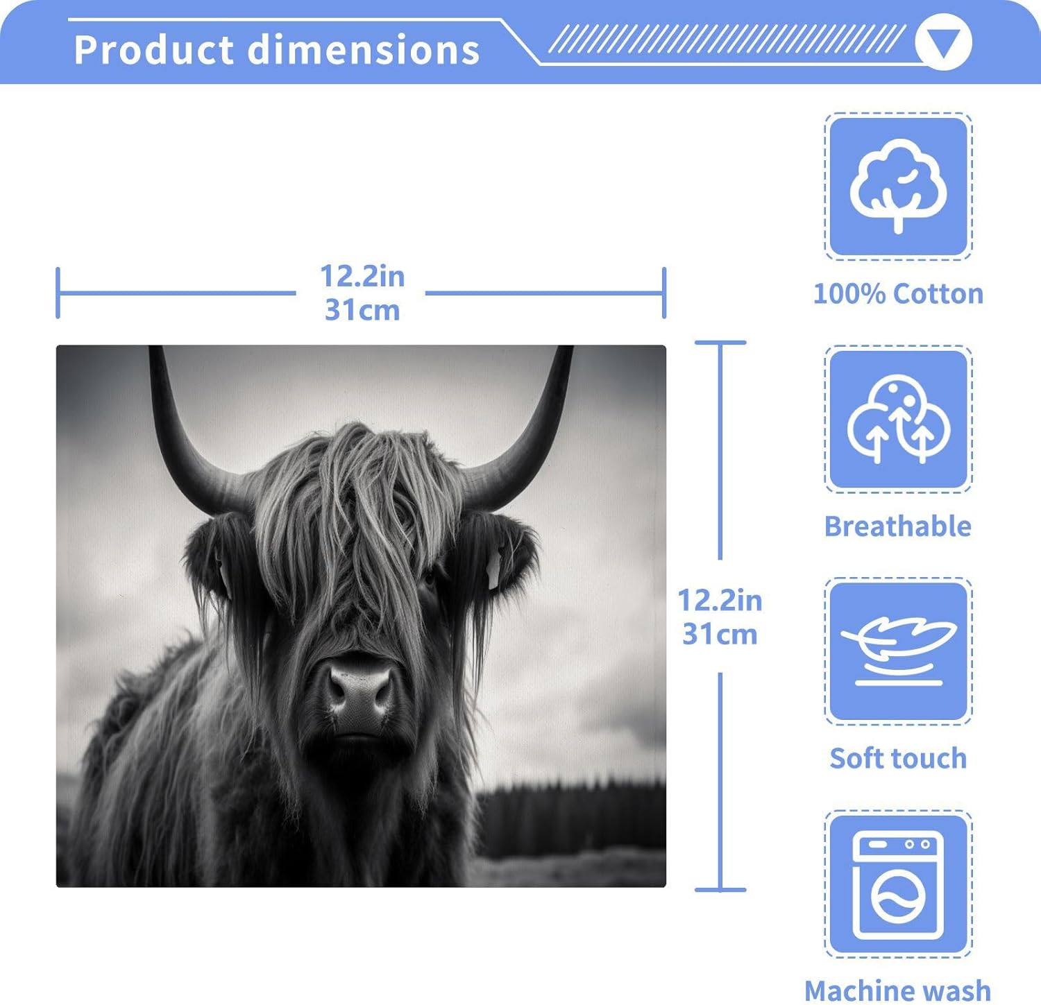 YETASBIN Highland Cow Washcloth 2 pack