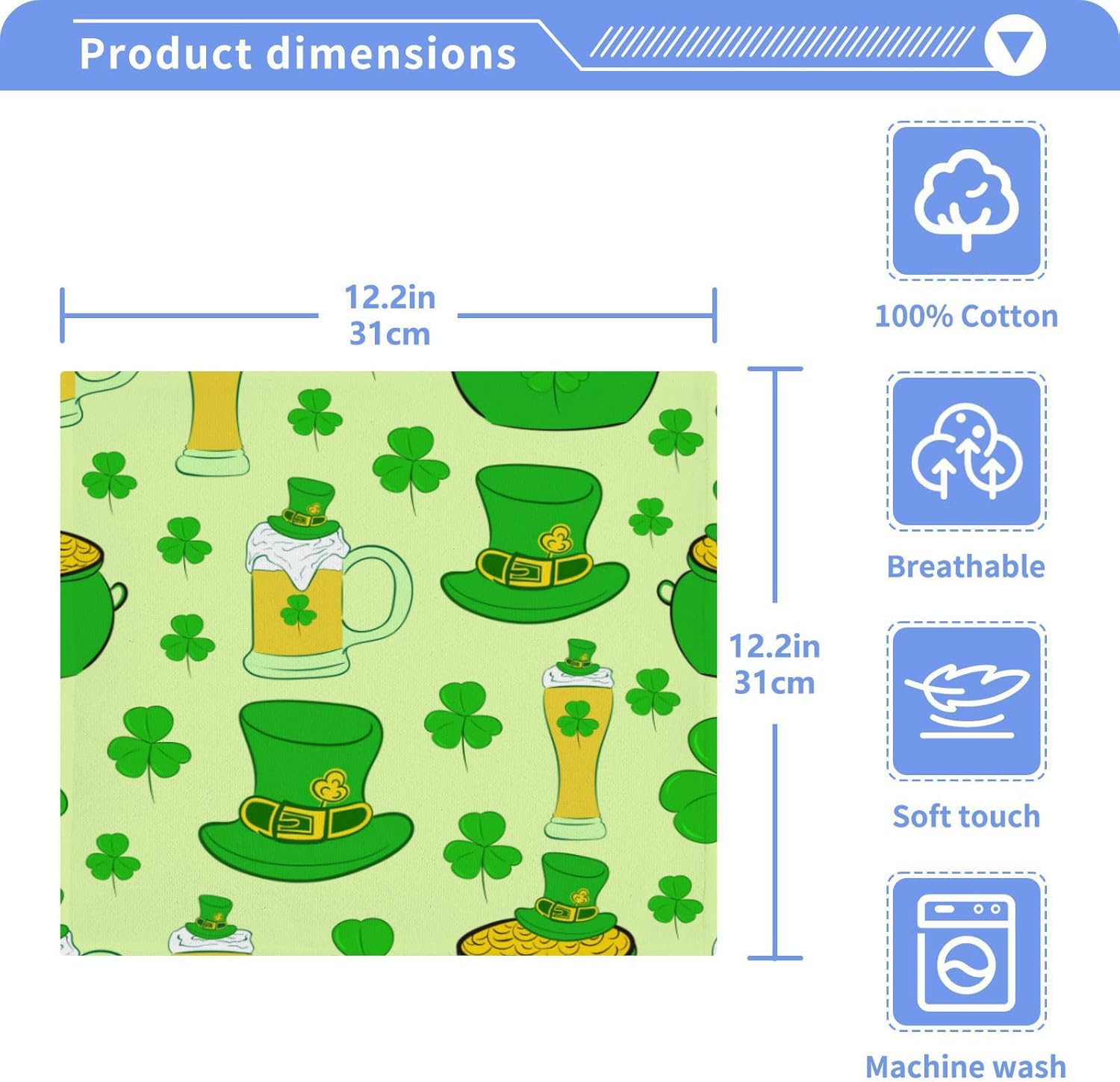 Perfect St Patricks Clover Washcloth Set