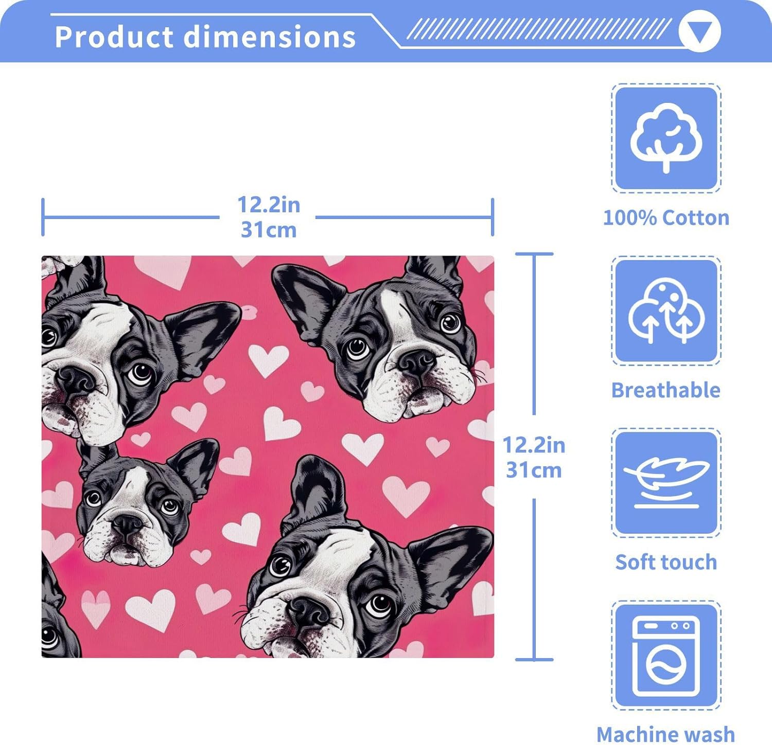 French Bulldog Washcloths 2 Pack Soft Cotton Towels for Bath Spa