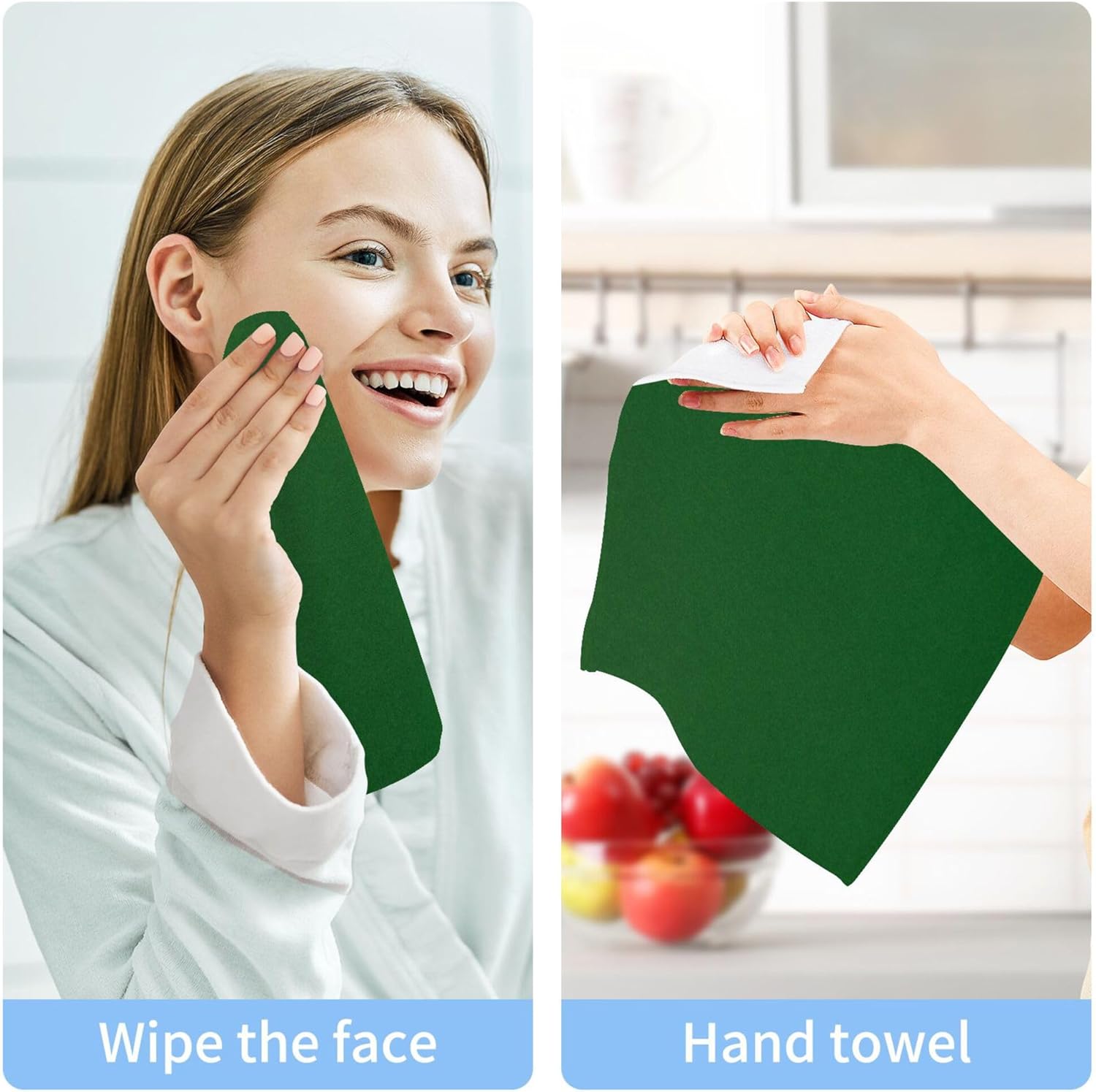 2 Pack Green Pastel Color Washcloths