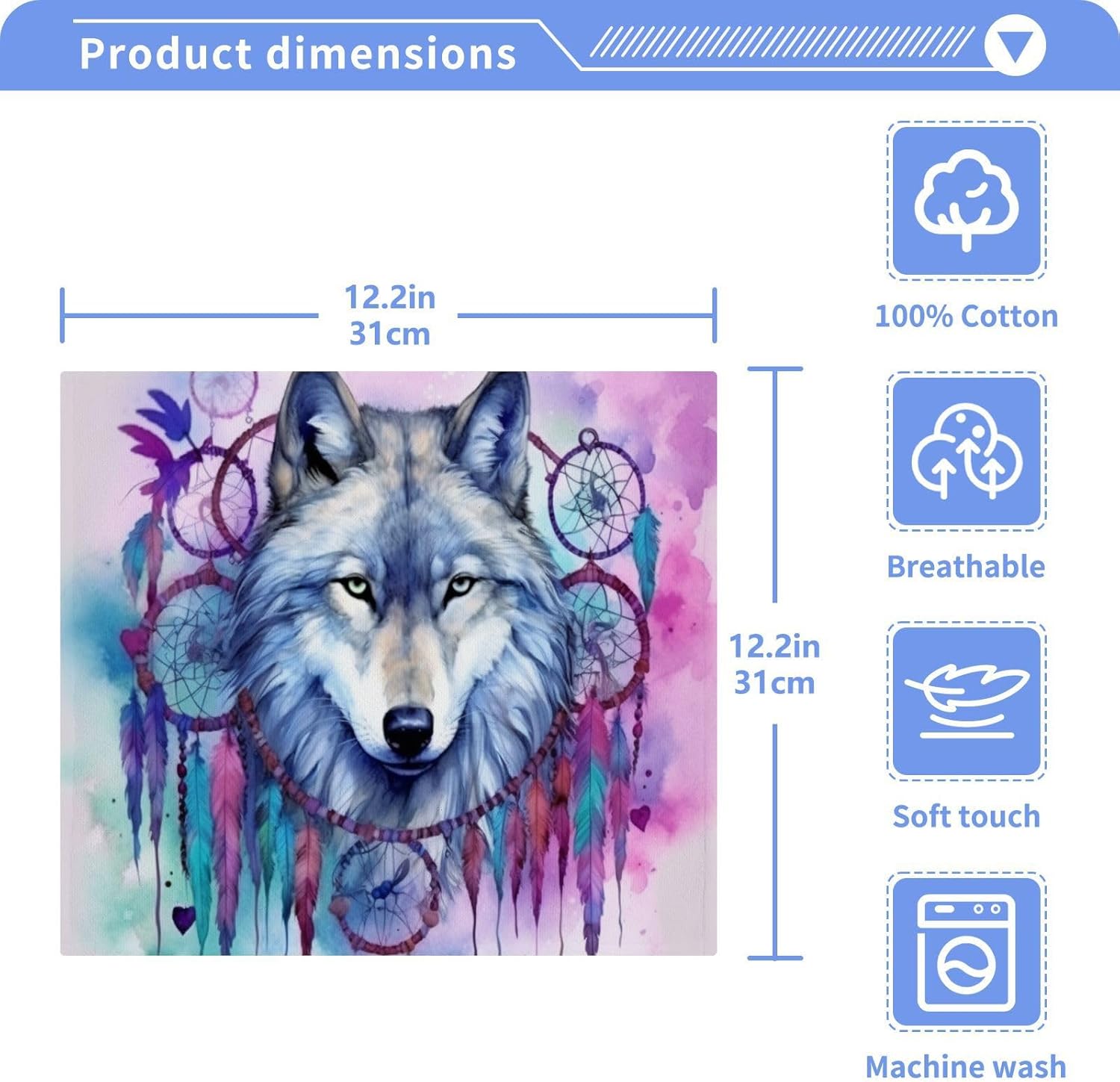YETCAS Bin Wolf Washcloth Set