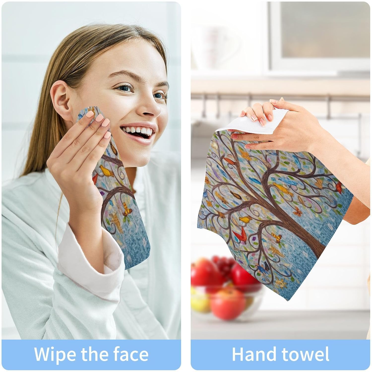 Yettasbin Art Tree Washcloth Set Soft Reusable
