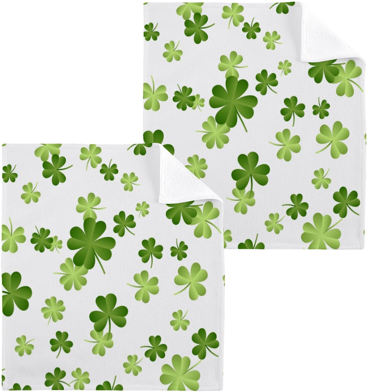 St Patricks Day Clover Washcloths for Home and Kids