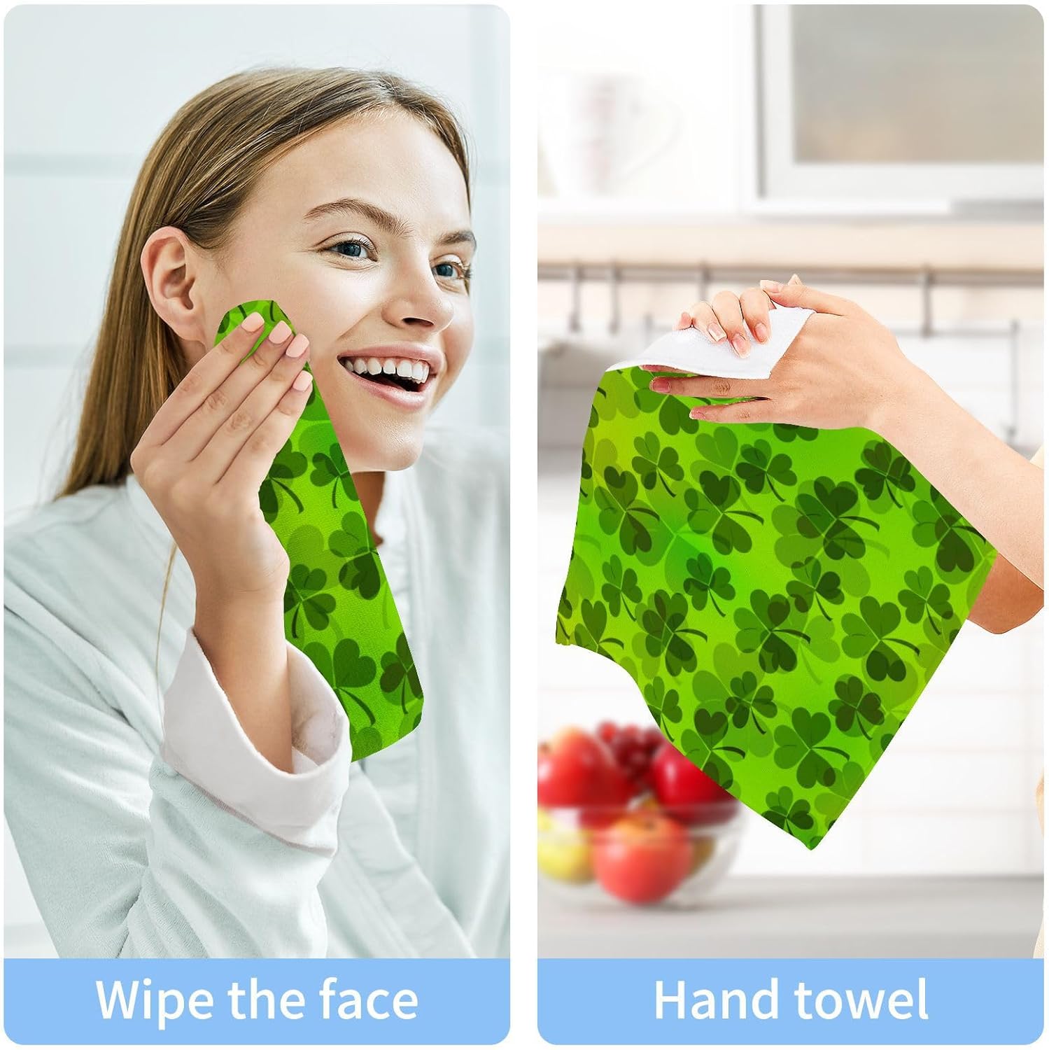 St Patricks Day Clover Washcloth Set for Babies Adults