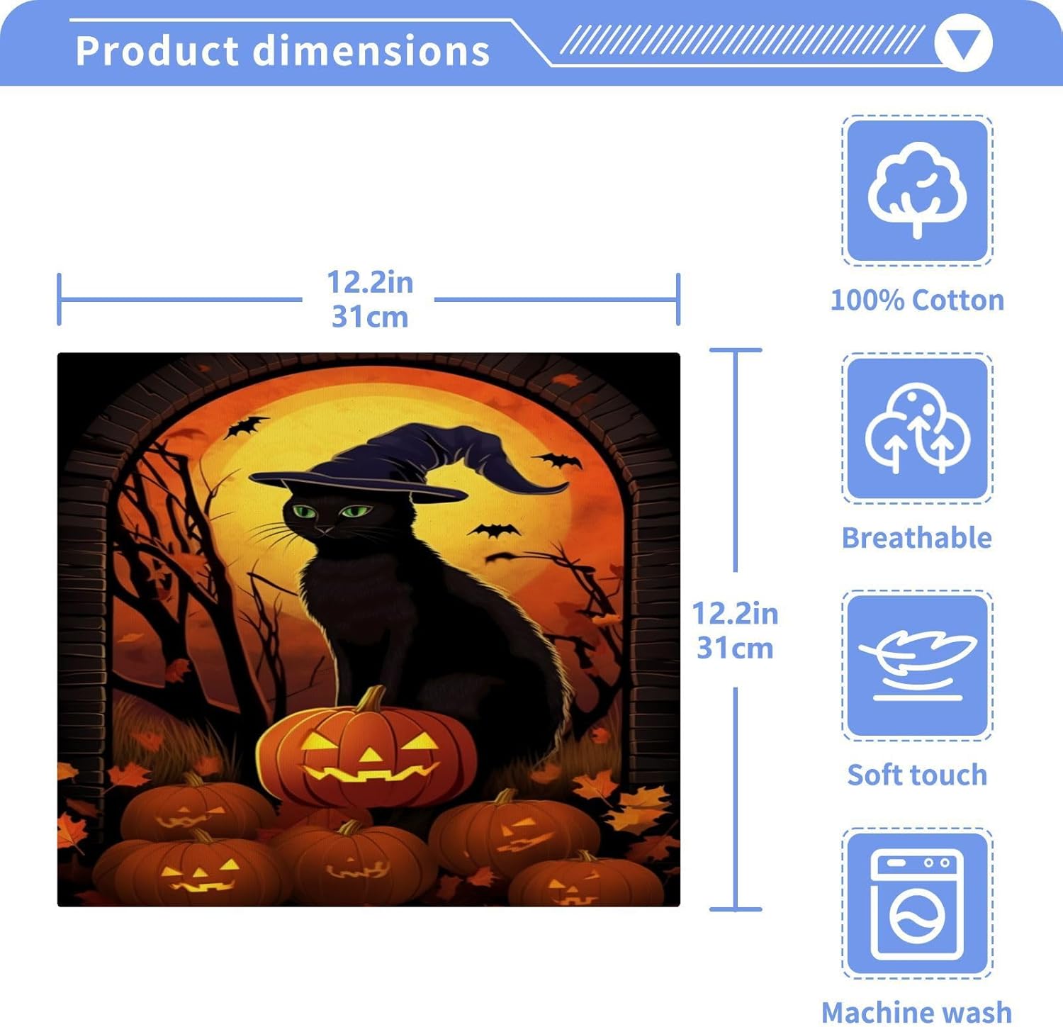 Halloween Cat Washcloth 2-Pack Soft AbsorbentReusable for Babies Kids