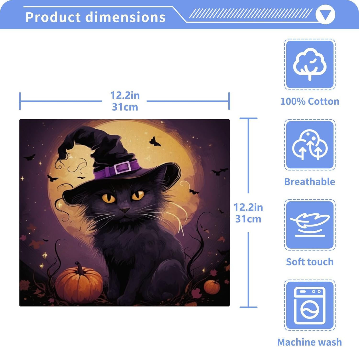 Halloween Cat Washcloths 2 Pack