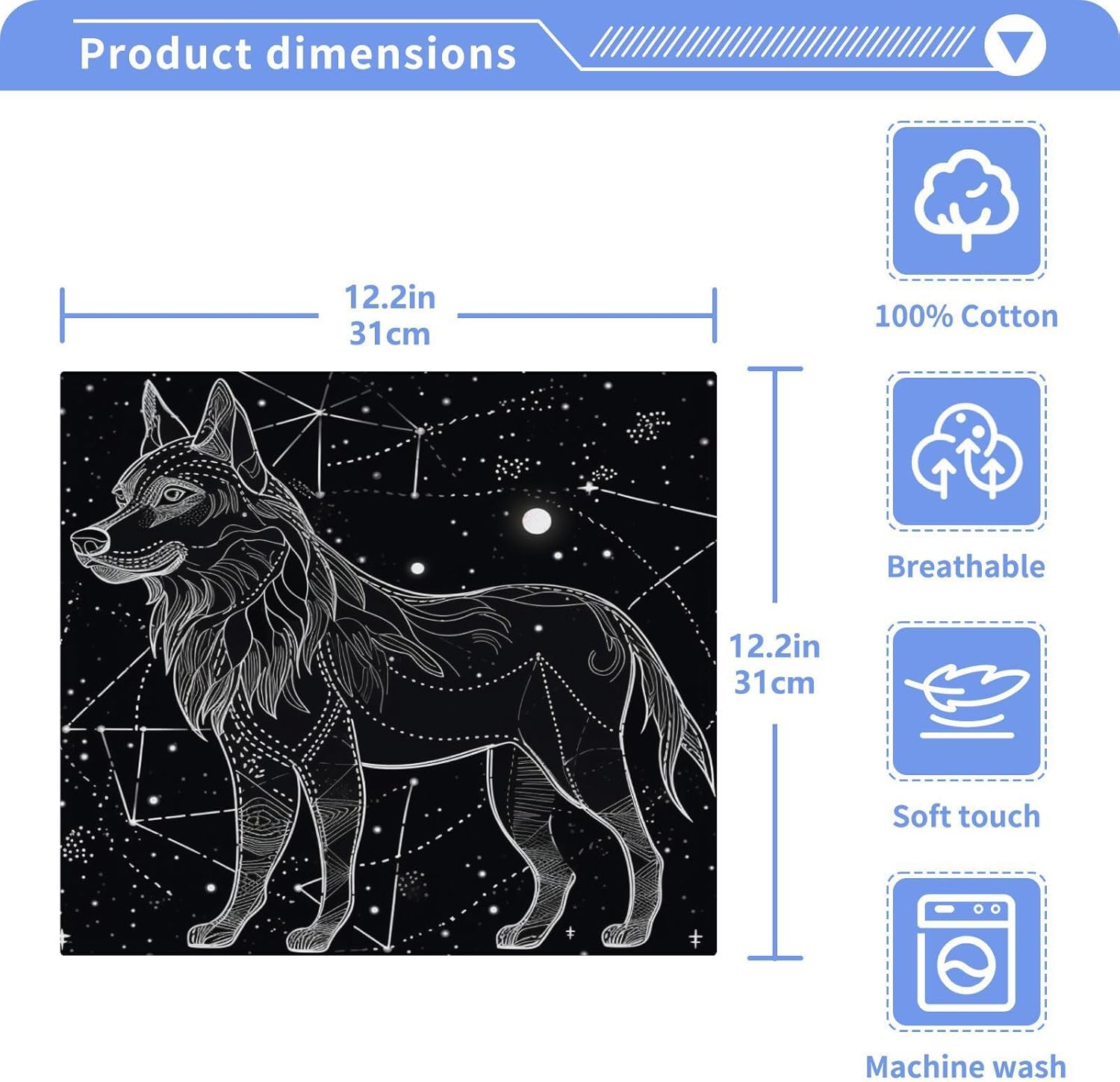 Wolf Washcloths 2 Pack Soft Absorbent Cotton Towels