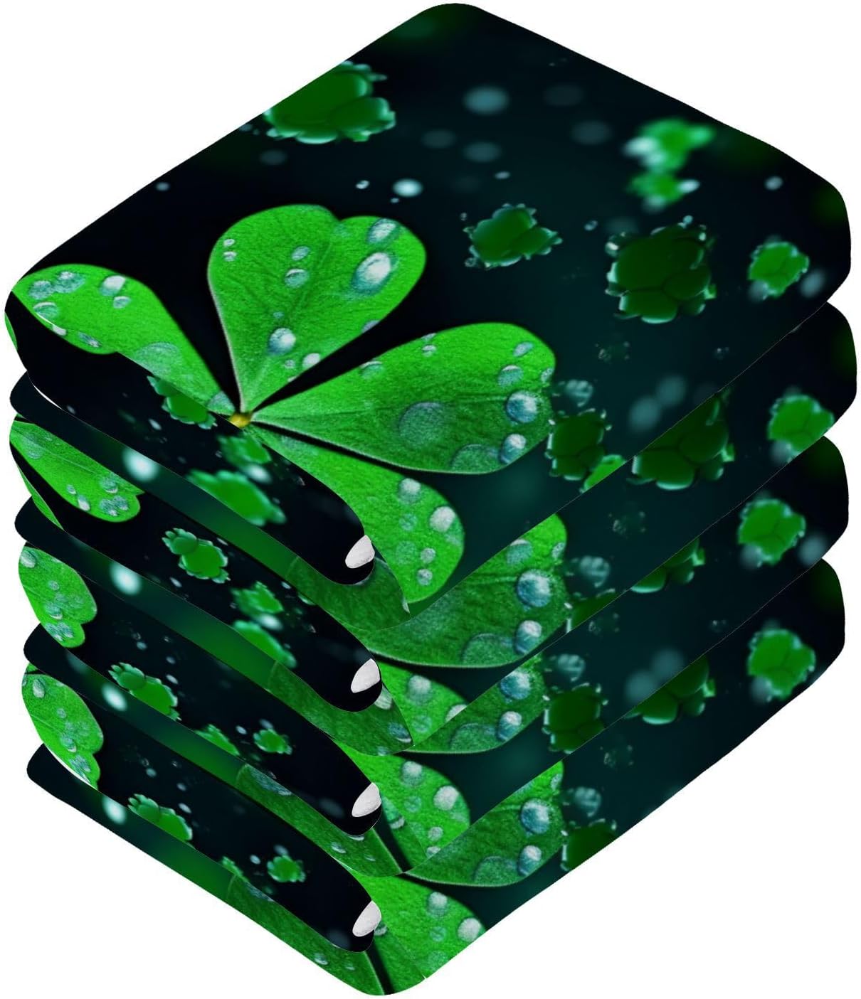 St Patricks Day Clover Washcloth Soft Reusable 12x12 inch