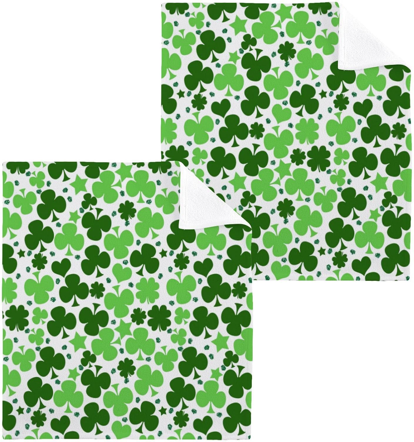 St Patricks Day Clover Washcloth Towels