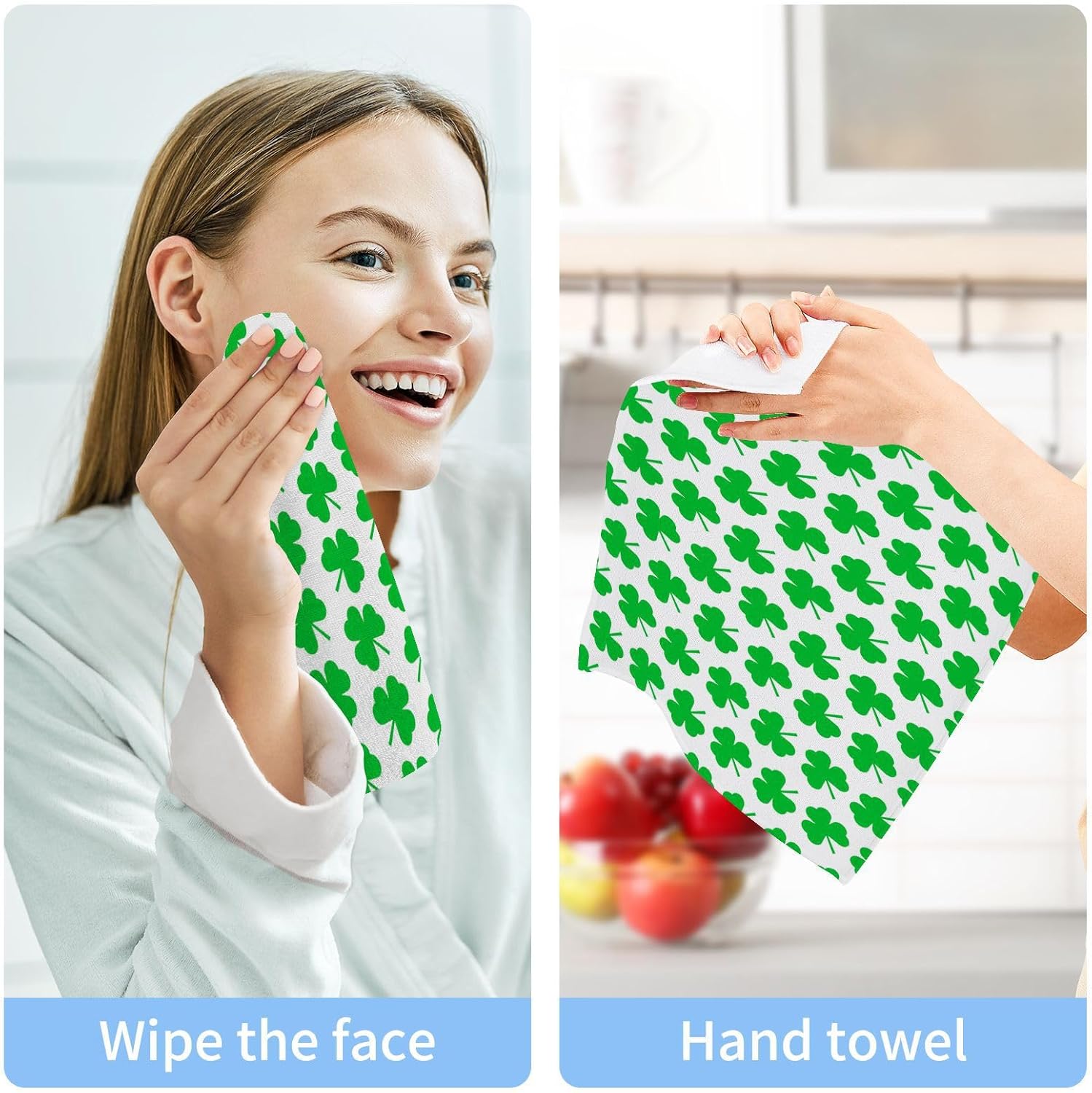 St Patrick Day Washcloths 2 Pack Soft Absorbent Cotton Towels
