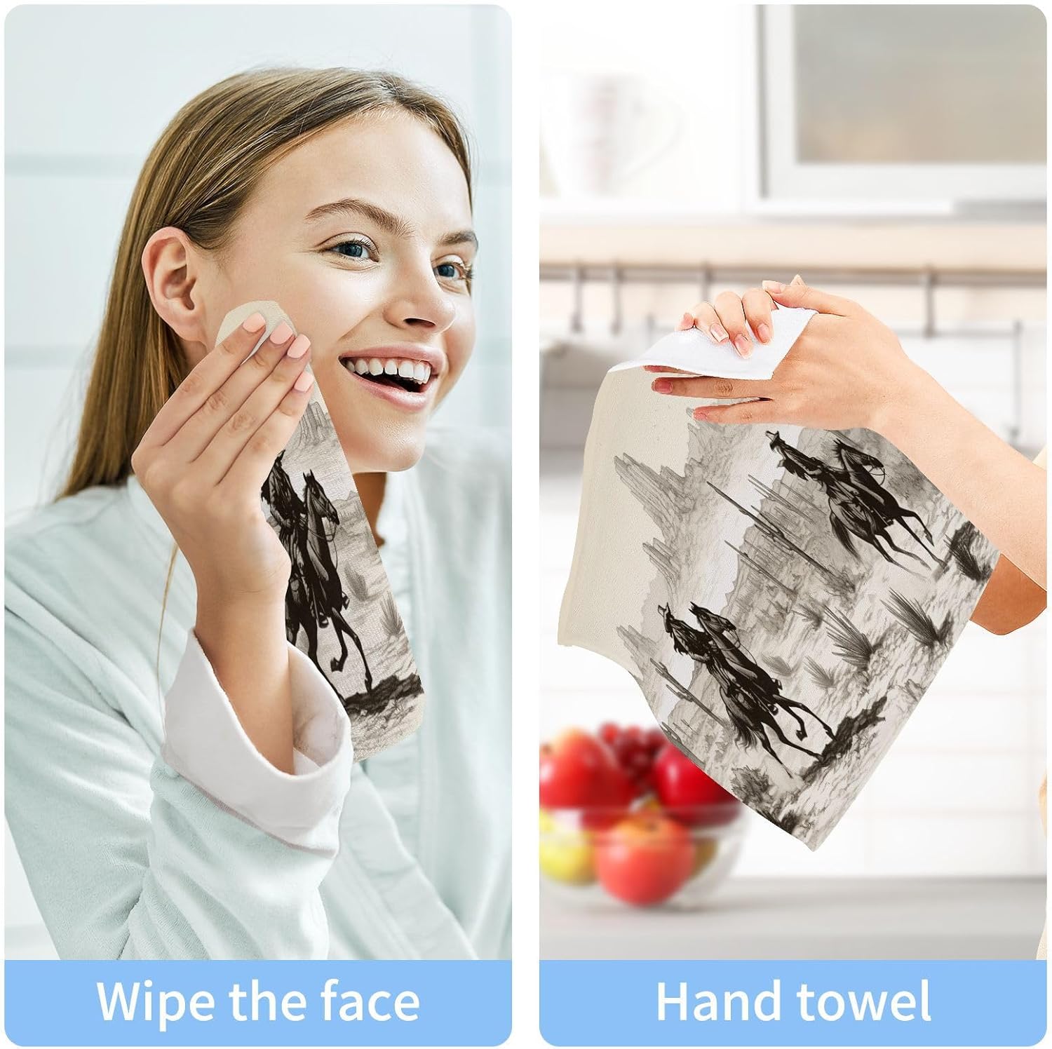 YETTASBINCowboy Washcloths 2 Pack Soft Absorbent Reusable predicate