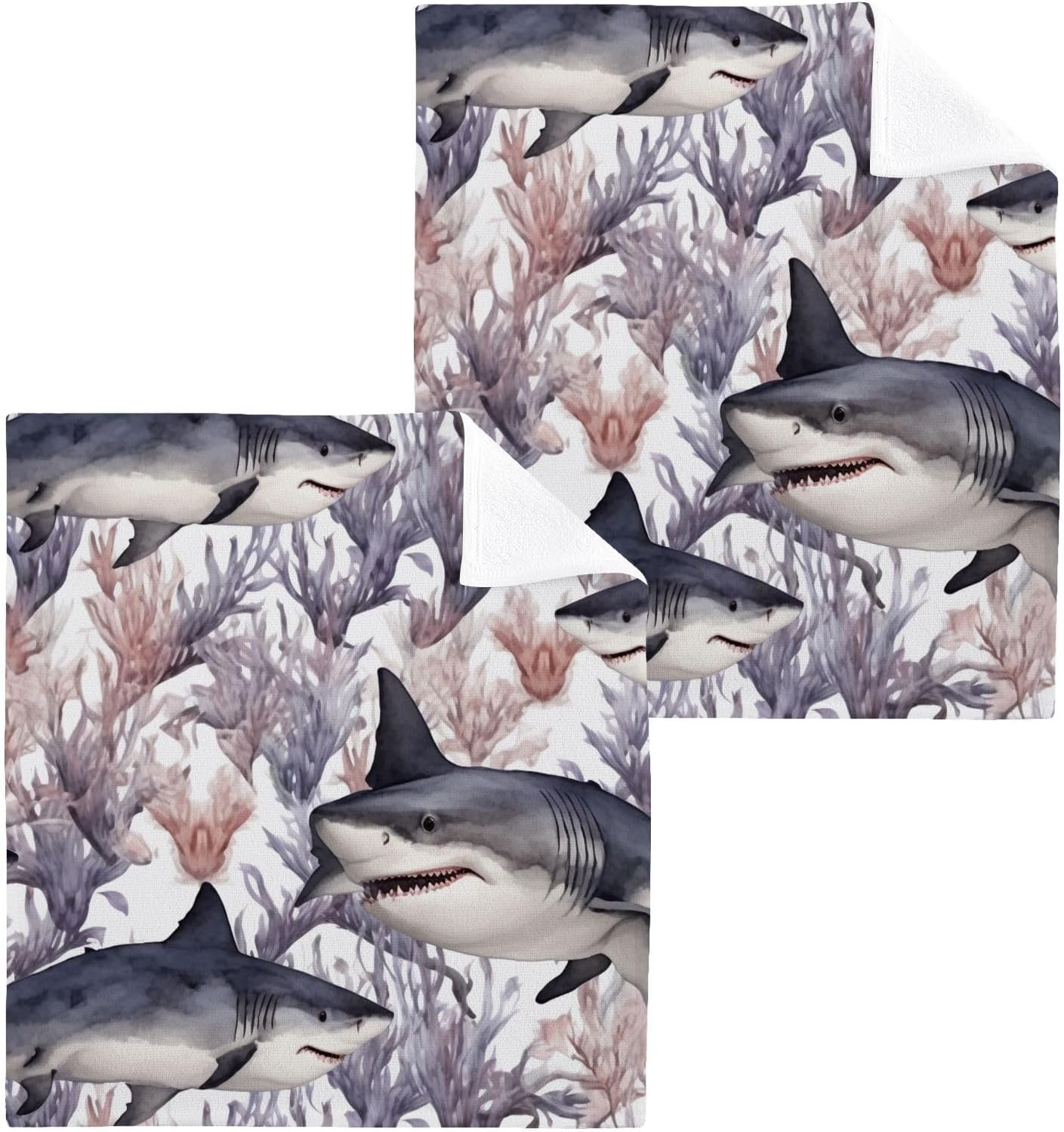 Perfect Family Shark Washcloth 2-Pack for Bath Gym and More