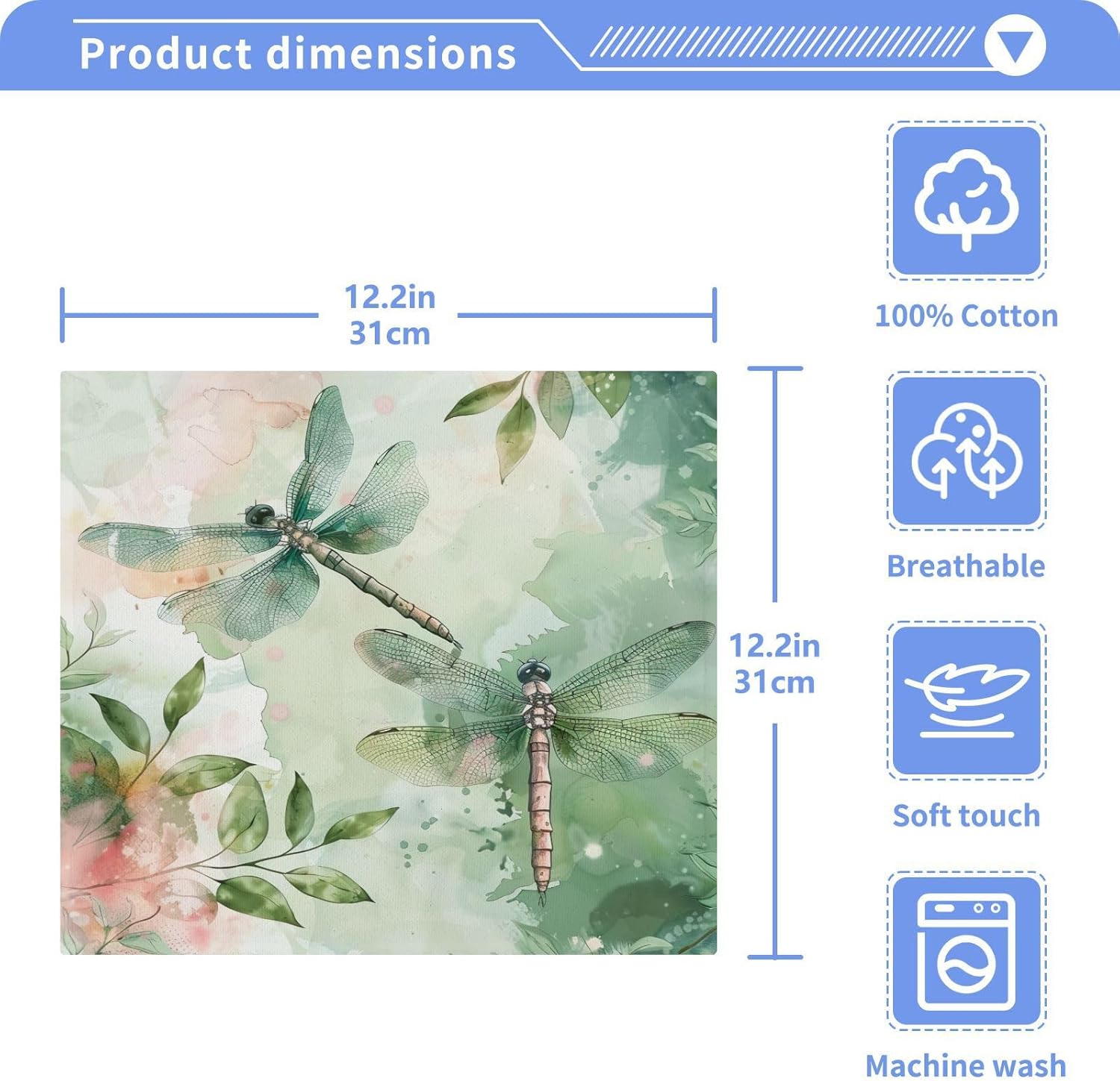 YETTASBINDragonfly Washcloth - Soft Reusable Perfect for Washroom Travel