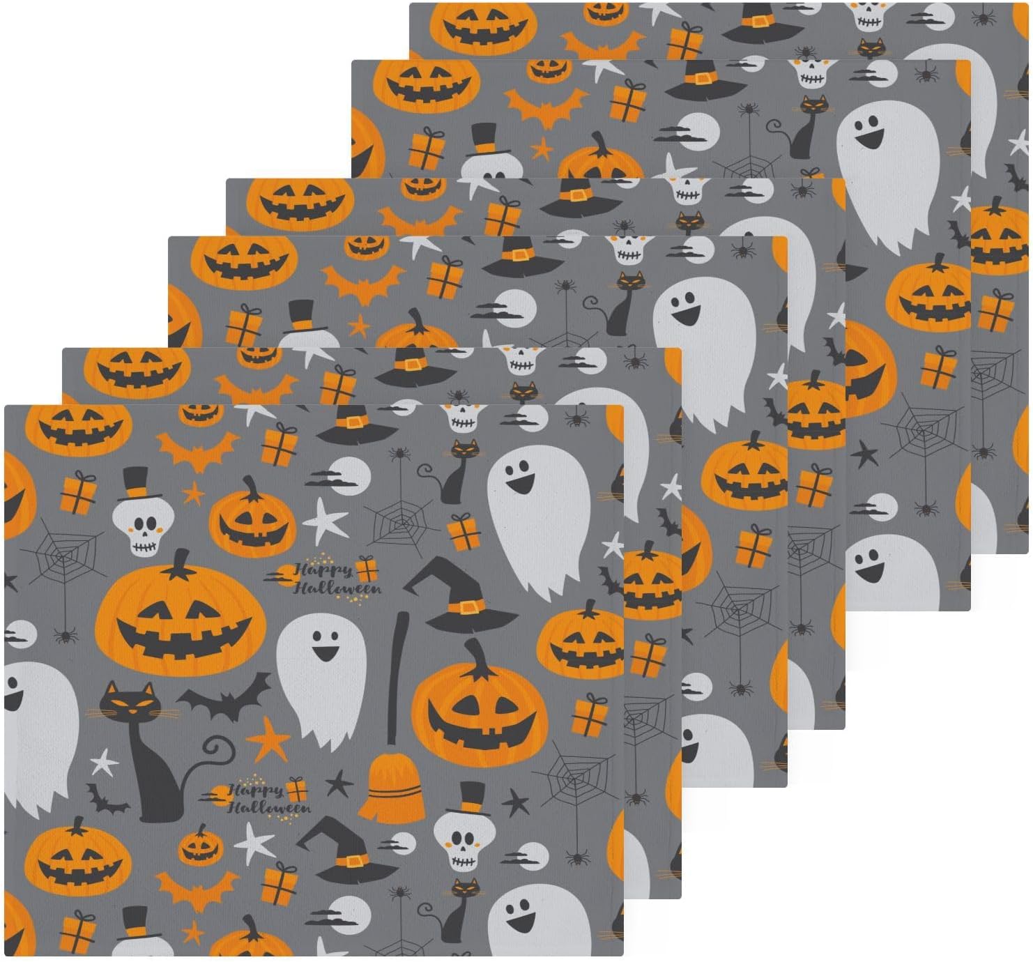 Halloween pumpkin ghost washcloths
