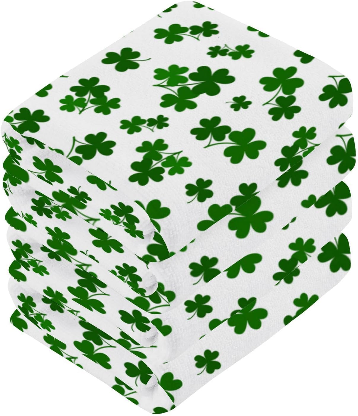 St Patricks Day Clover Washcloth Set Soft Absorbent