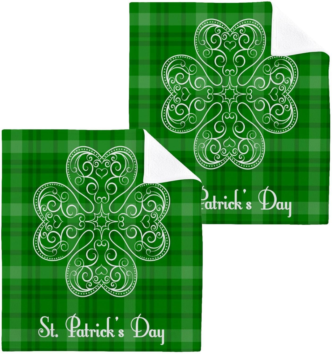 St Patricks Day Clover Washcloth 2-Pack Soft Reusable